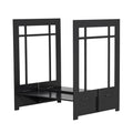 Fireplace Log Basket Craftsman Design Textured Black