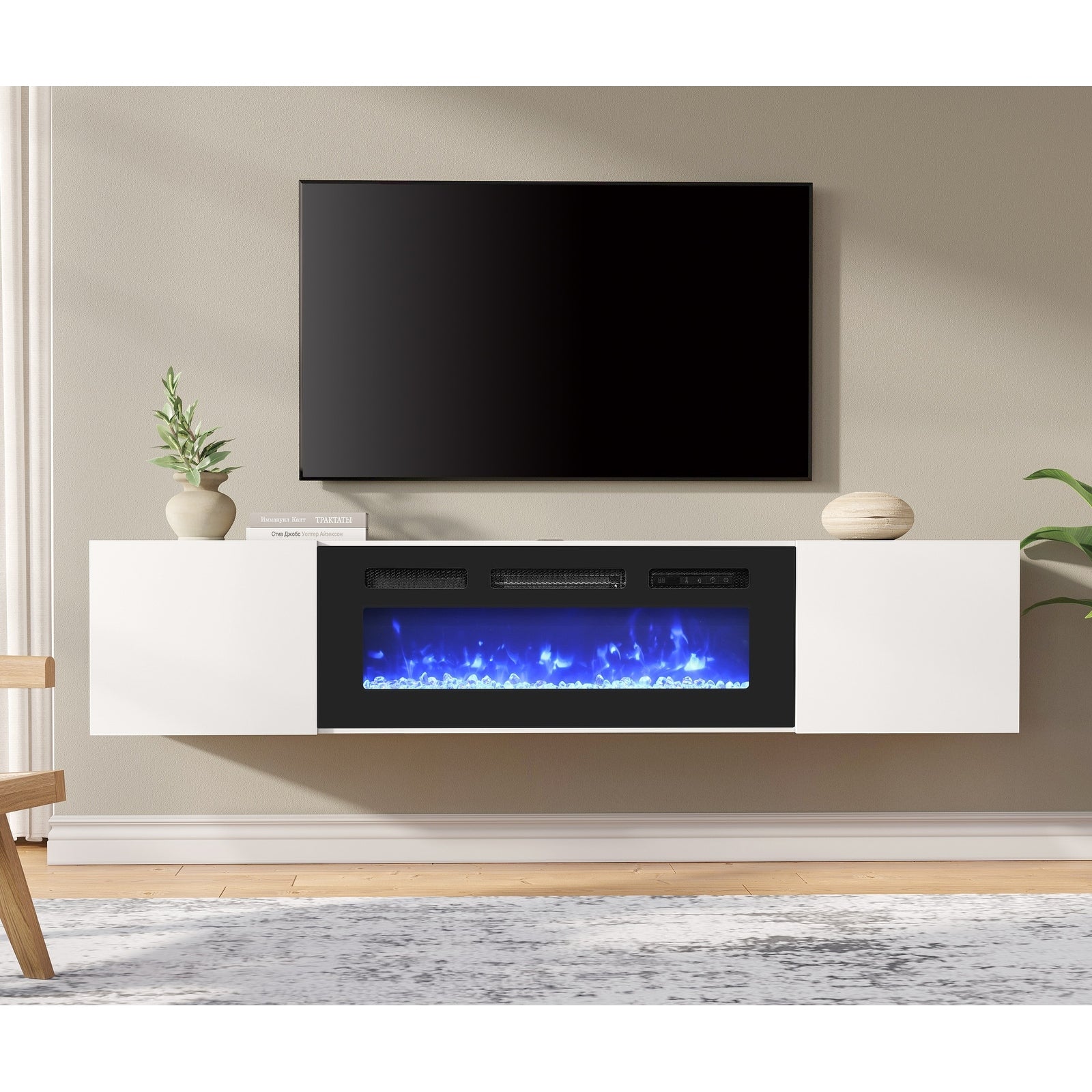 Fireplace Tv Shelf Cabinet For Living Room 70 Inch