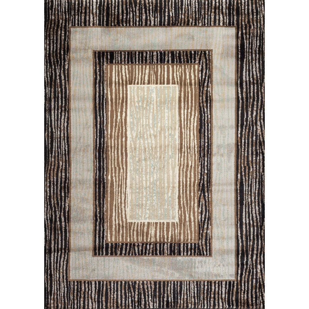 Fireside Brown Beige And Caramel Bordered Area Rug 34 X 5