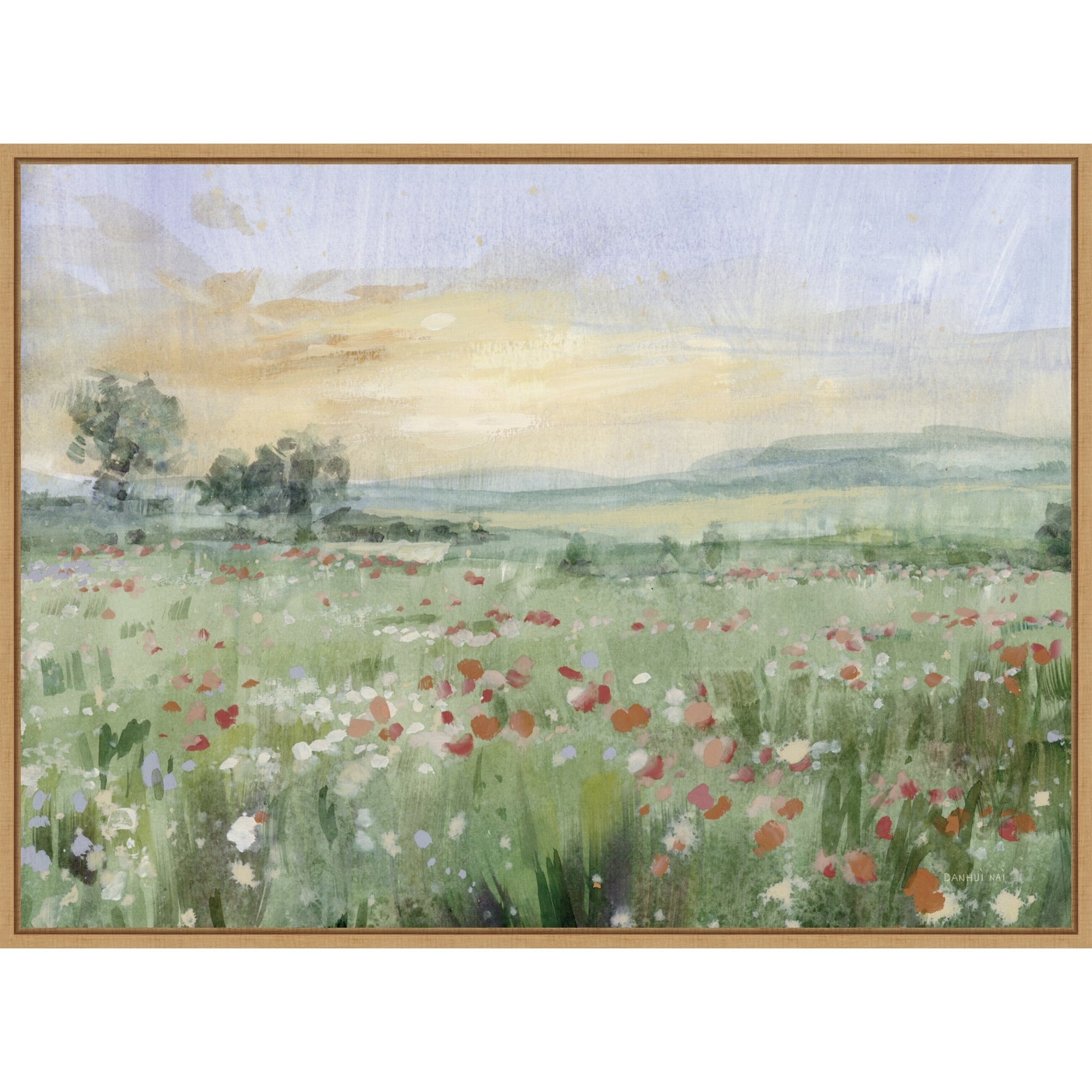 First Light On The Meadow By Danhui Nai Framed Canvas Wall Art Print