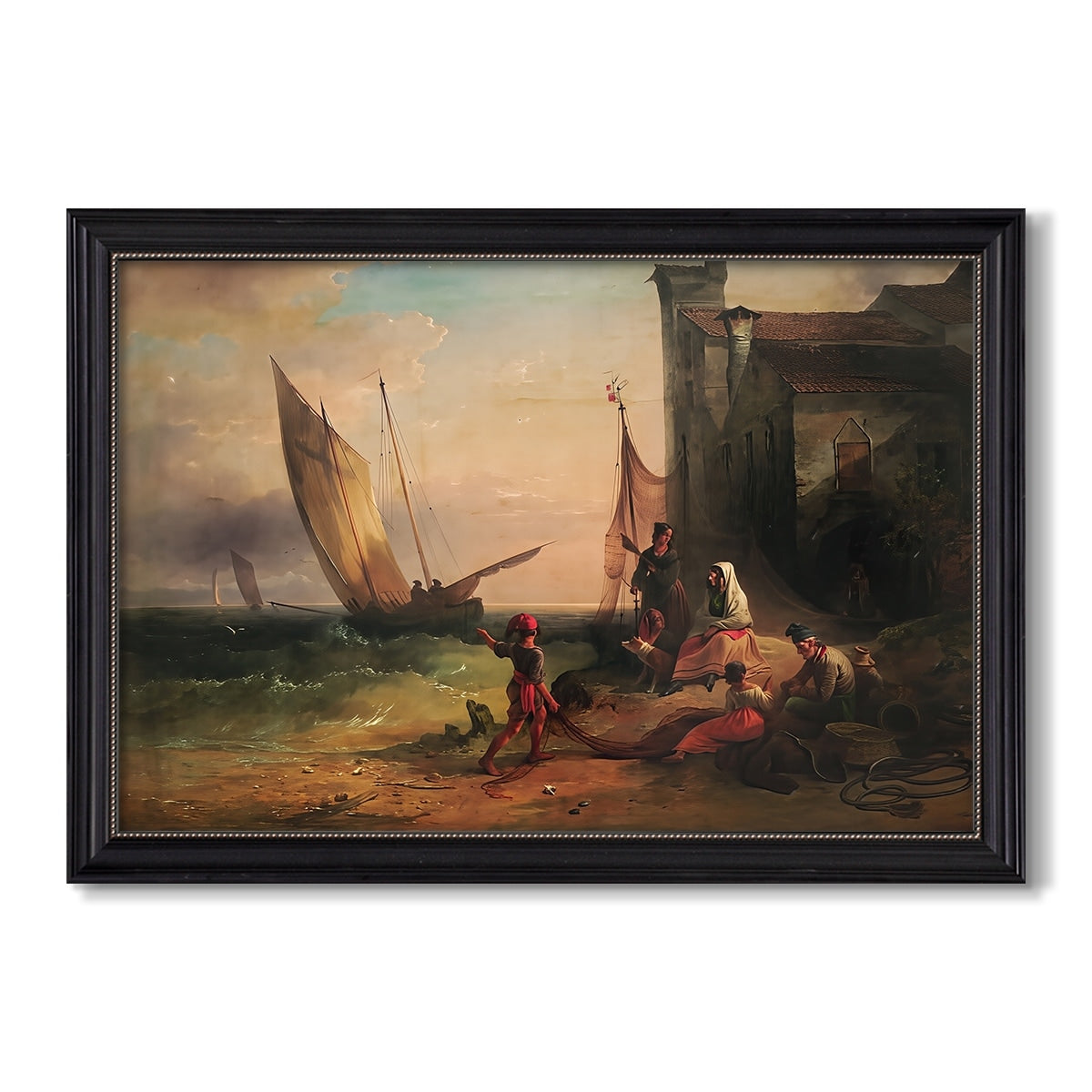 Fishermans Family From 1838 Friedrich Gauermann Custom Framed Canvas