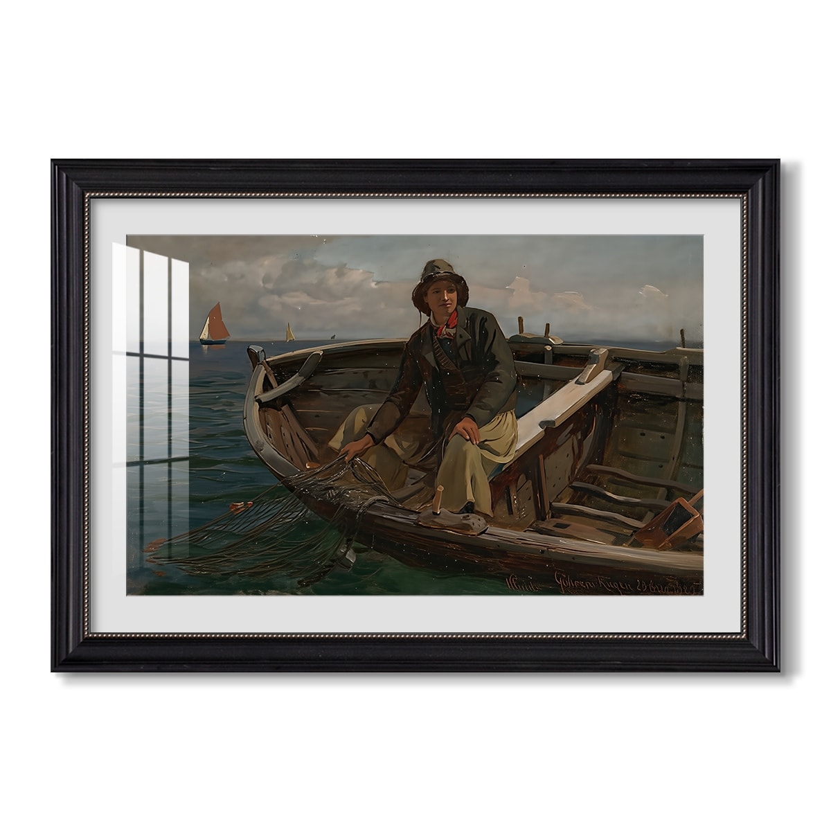 Fishermen From Rugen 1882 Hans Gude Custom Framed Print