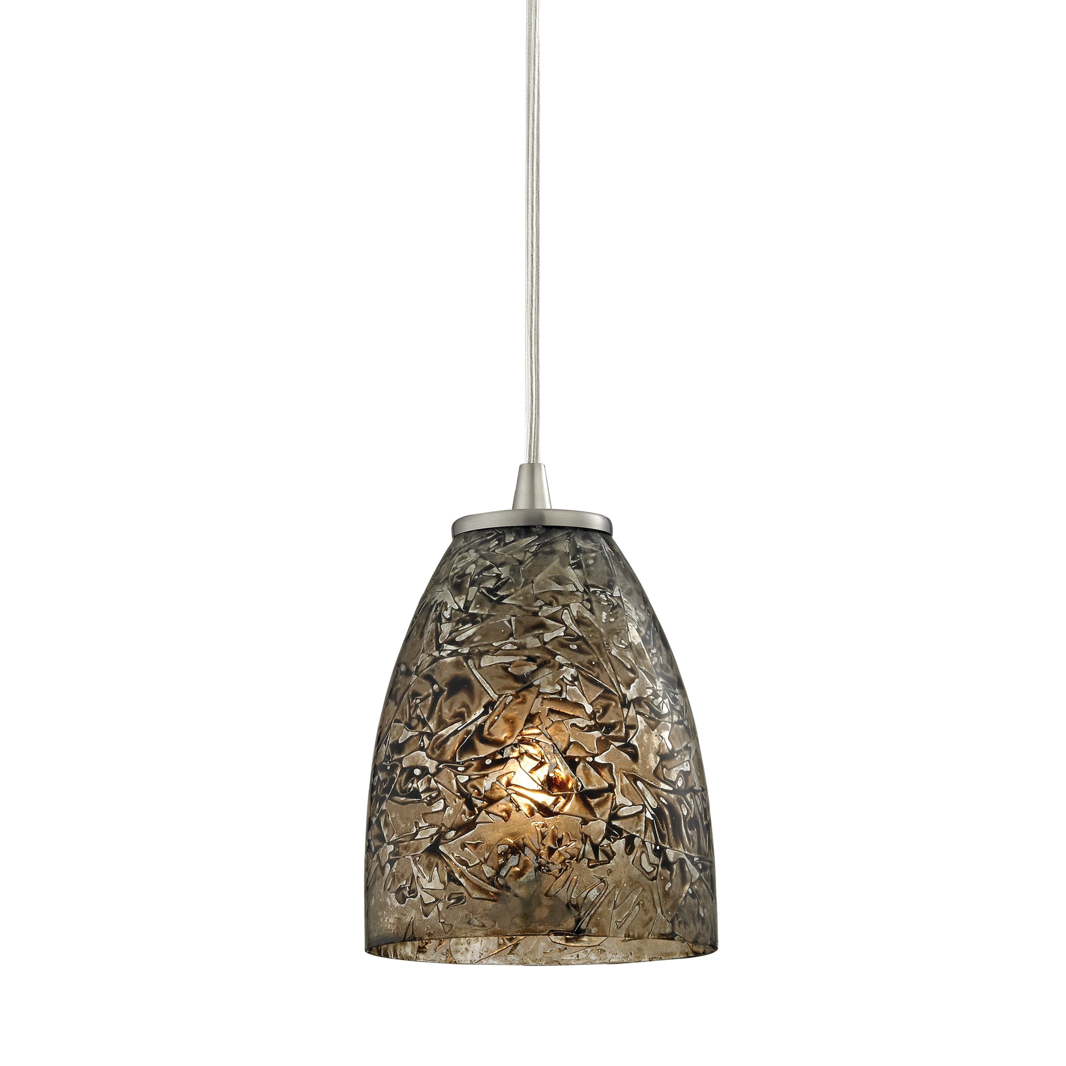 Fissure 5 Inch Wide 1 Light Pendant In Satin Nickel 5In W X 5In D X 7In H