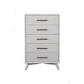 Five Drawers White Finish Wood Chest With Splayed Legs