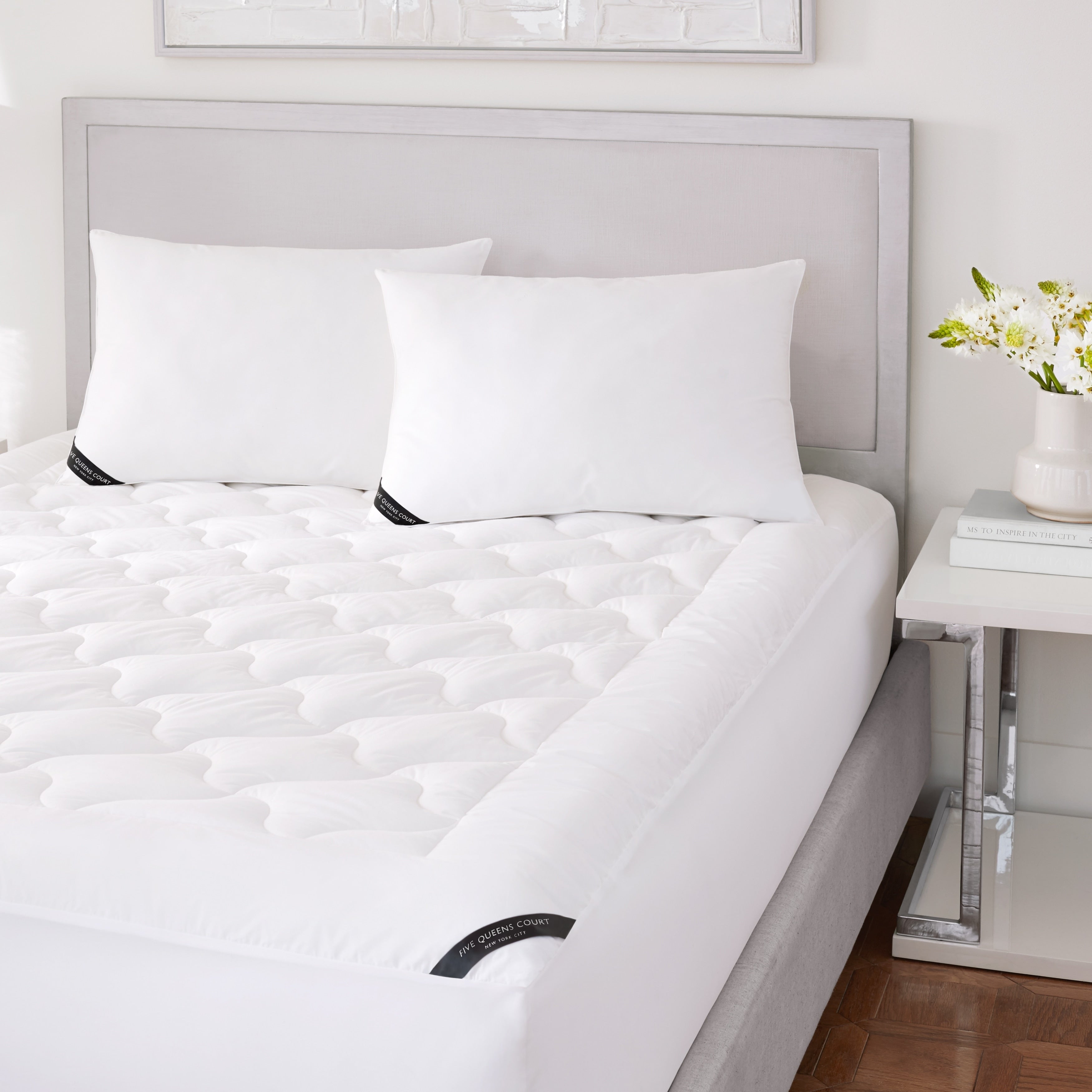Five Queens Court Elegance 233 Tc Cotton Top Allergen Barrier Mattress Pad White