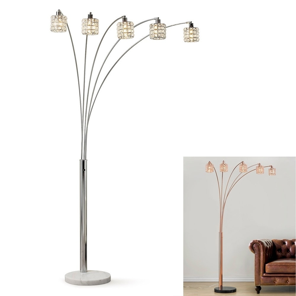 Flair 83 H Led Dimmable 5 Light Crystal Shade Arch Floor Lamp