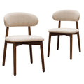 Flannelette Upholstered Dining Chair With Walnut Solid Wood Legs Armless Chair Set Of 2 For Kitchen Restaurant Living