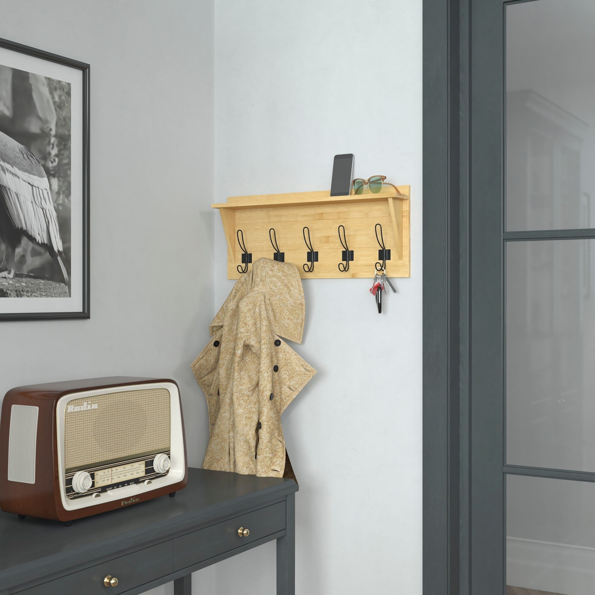 Flash Furniture Ffif13028 Anaphe 24 Wide Coat And Hat Hook Rack With