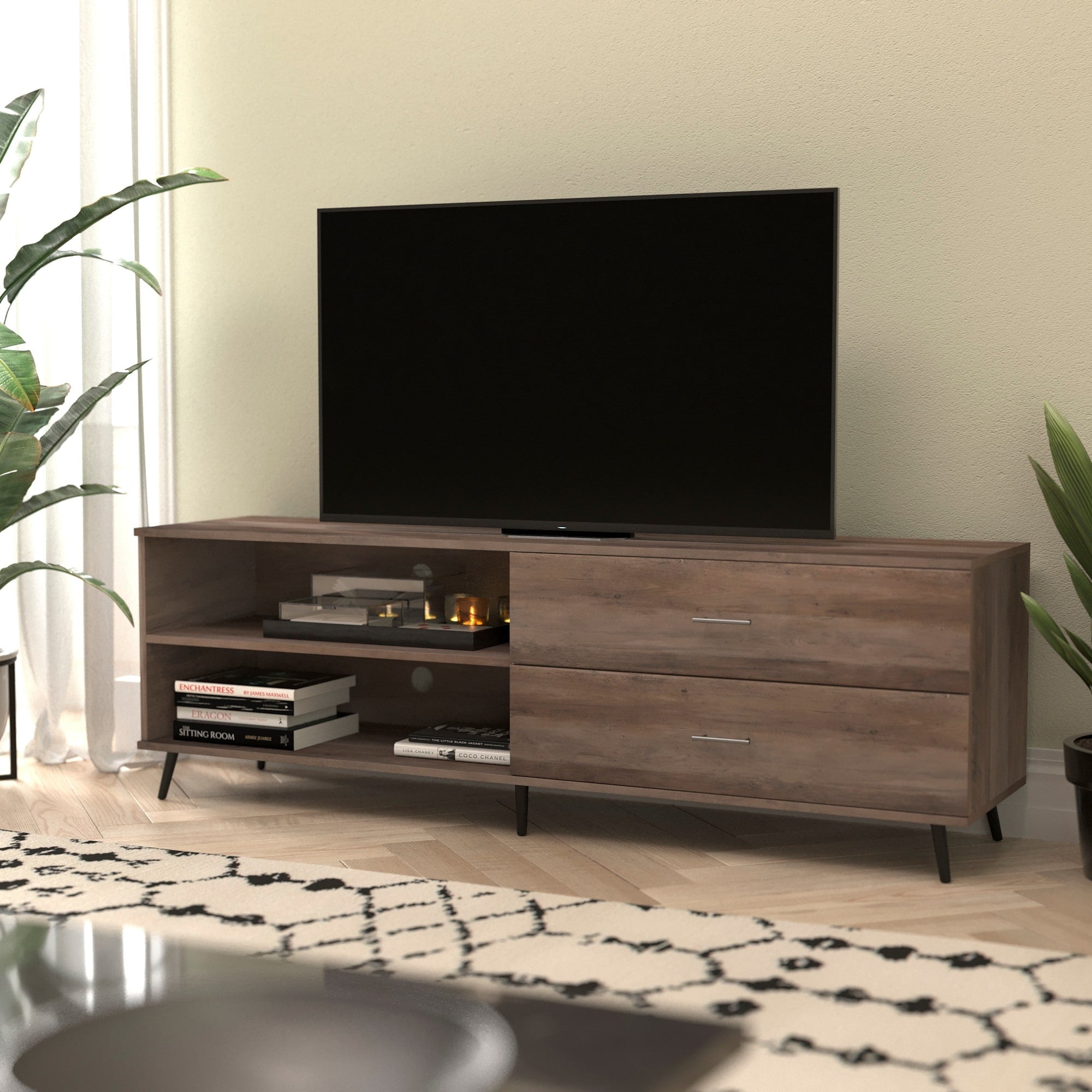 Flash Furniture Ffif13740 Tuesday 65 Wide Engineered Wood Tv Stand