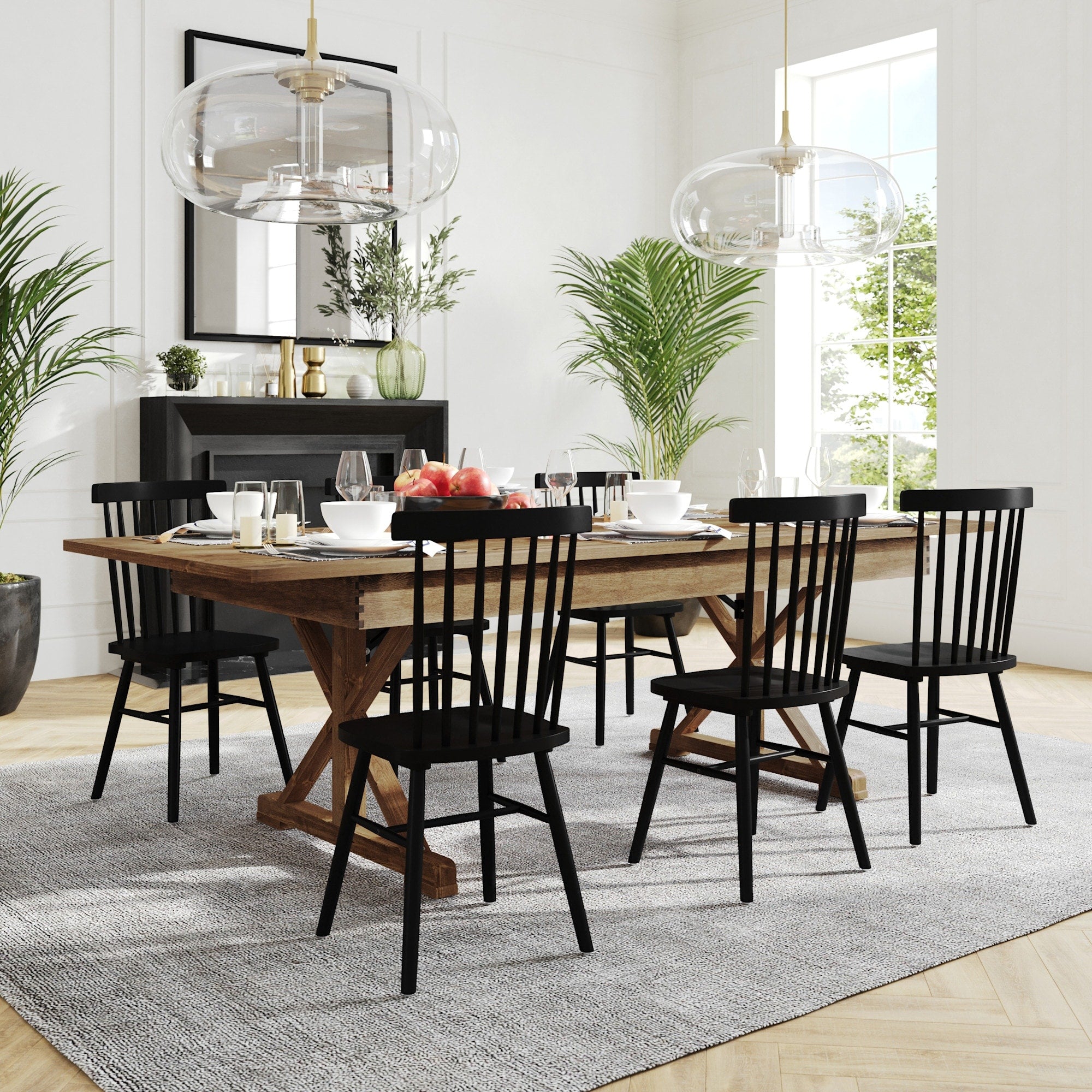 Flash Furniture Ffif31765 Kira 96 Wide Pine Wood Dining Table With X