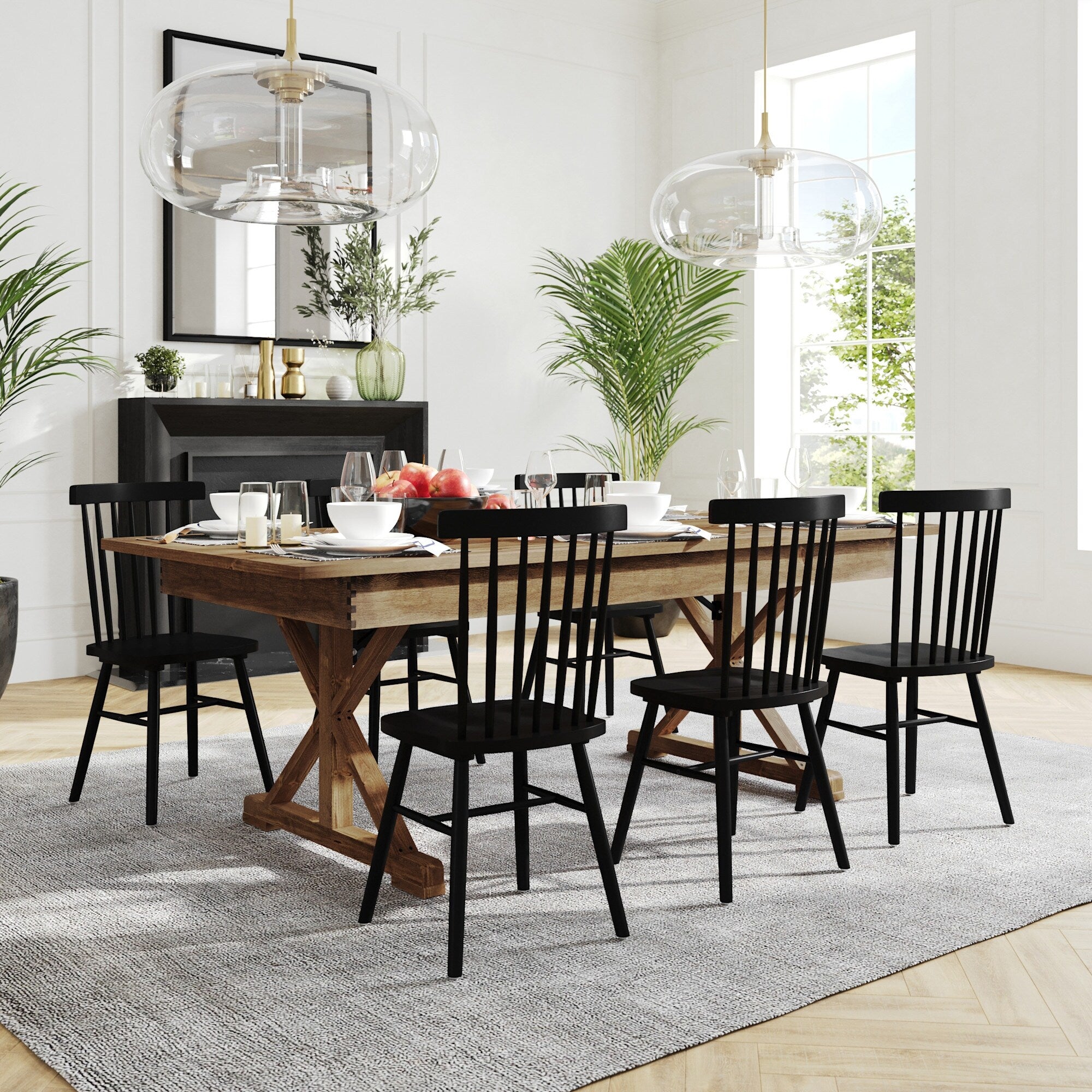 Flash Furniture Ffif37705 Kira 84 Wide Pine Wood Dining Table With X