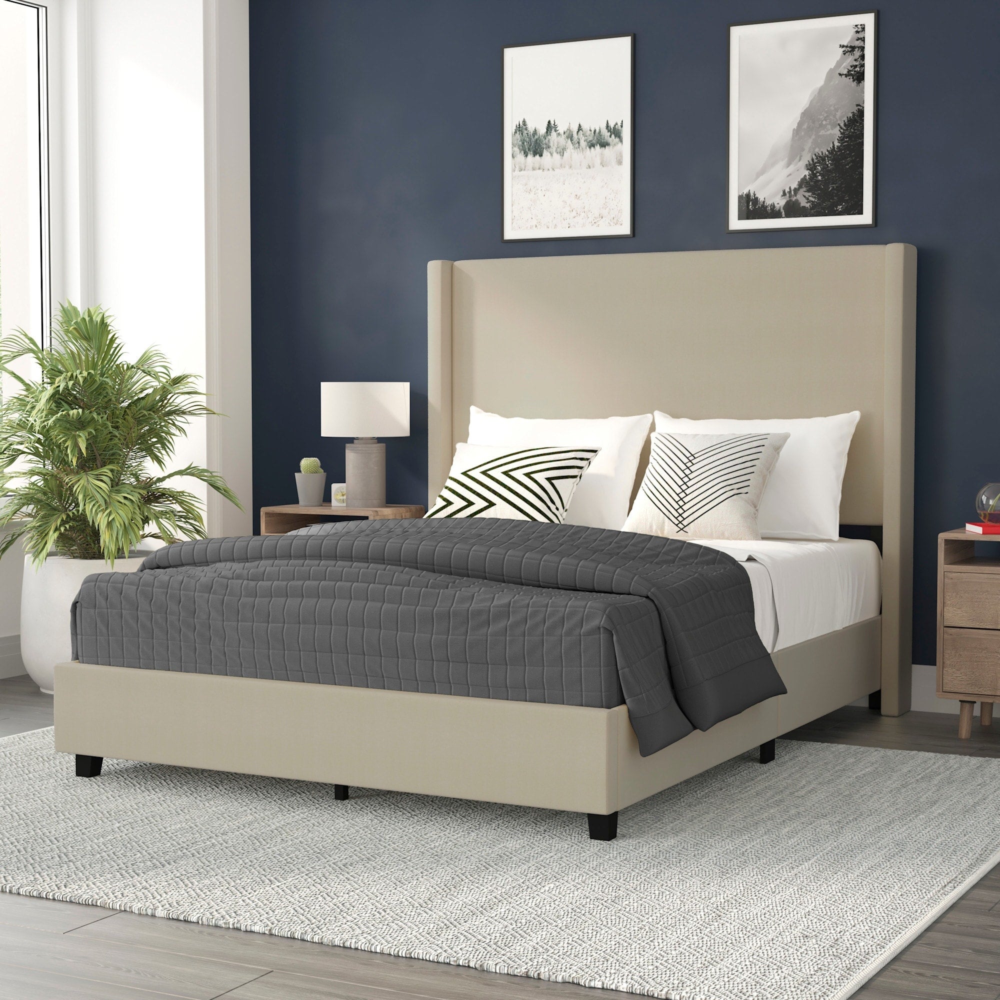 Flash Furniture Ffif38197 Ursulina Queen Wood Platform Bed Frame With