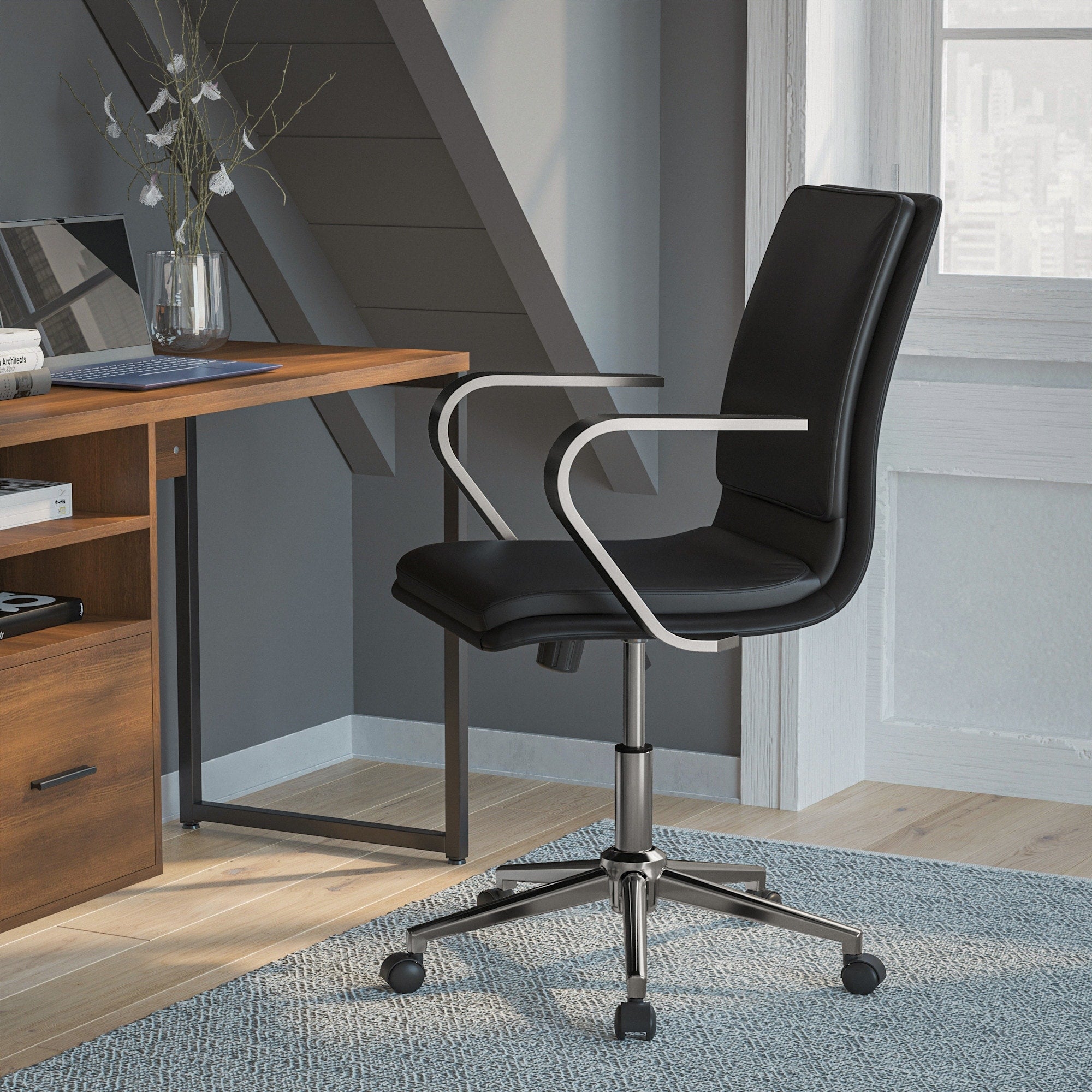Flash Furniture Ffif39551 Cnossus 26 Wide Faux Leather Adjustable