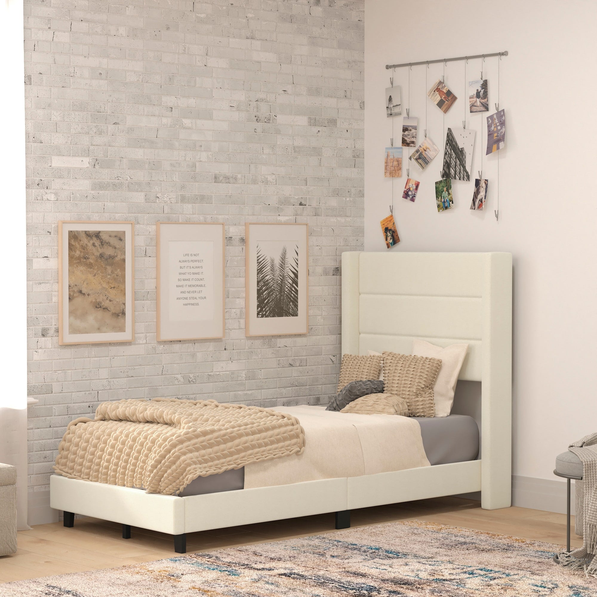 Flash Furniture Ffif43314 Miltiades Twin Wood Platform Bed Frame With