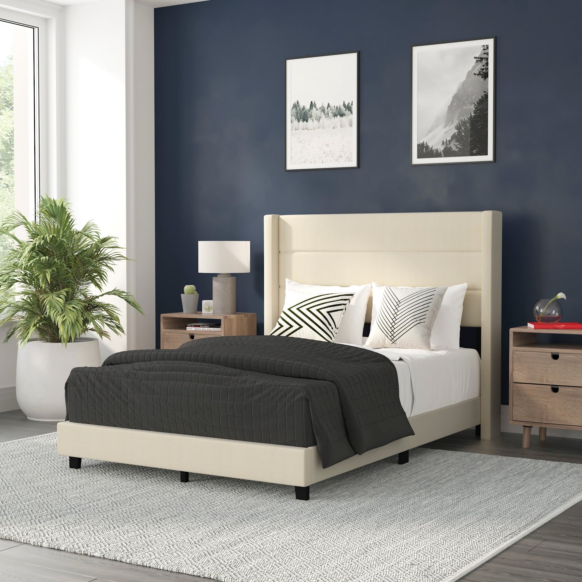 Flash Furniture Ffif46441 Miltiades Full Wood Platform Bed Frame With
