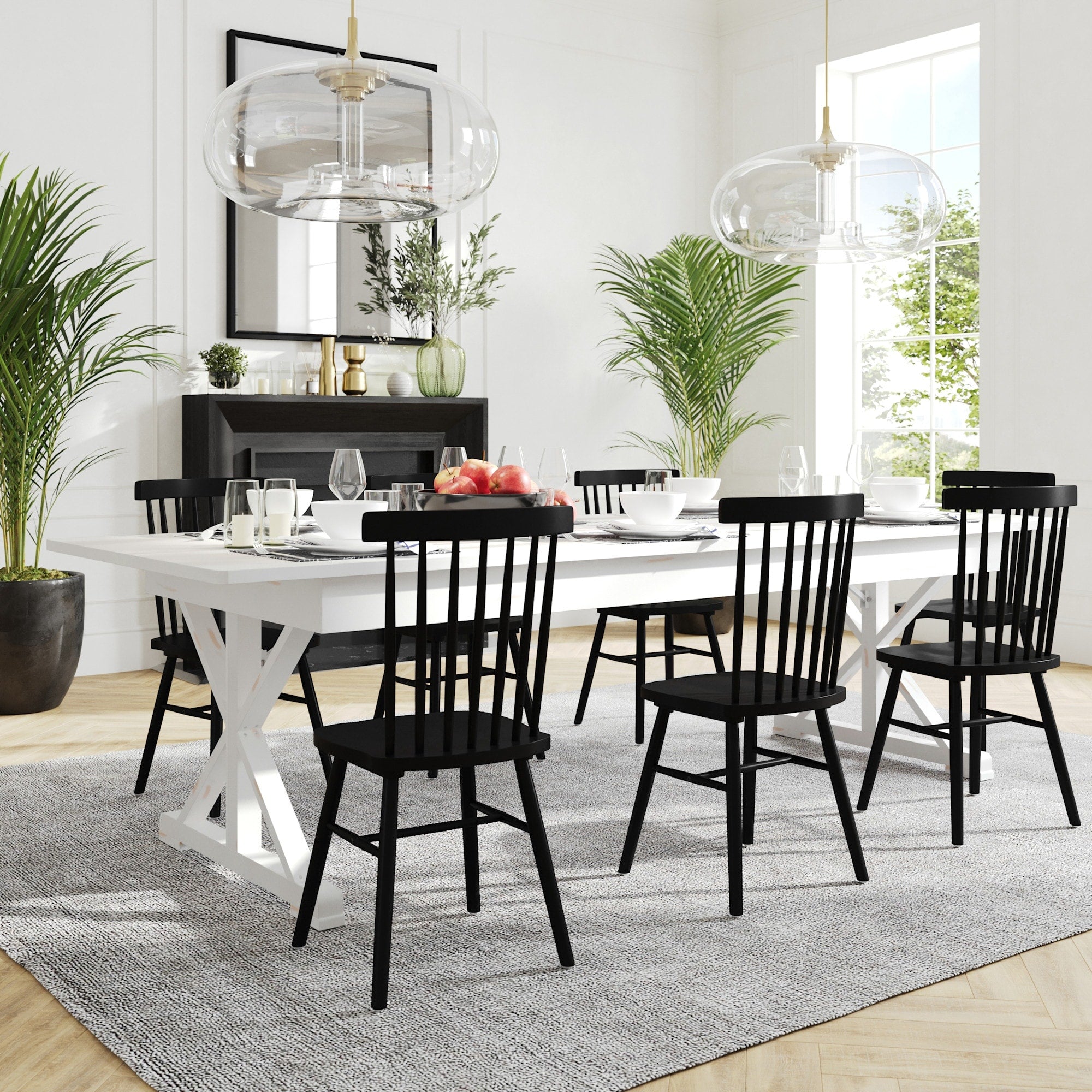 Flash Furniture Ffif49596 Kira 108 Wide Pine Wood Dining Table With X