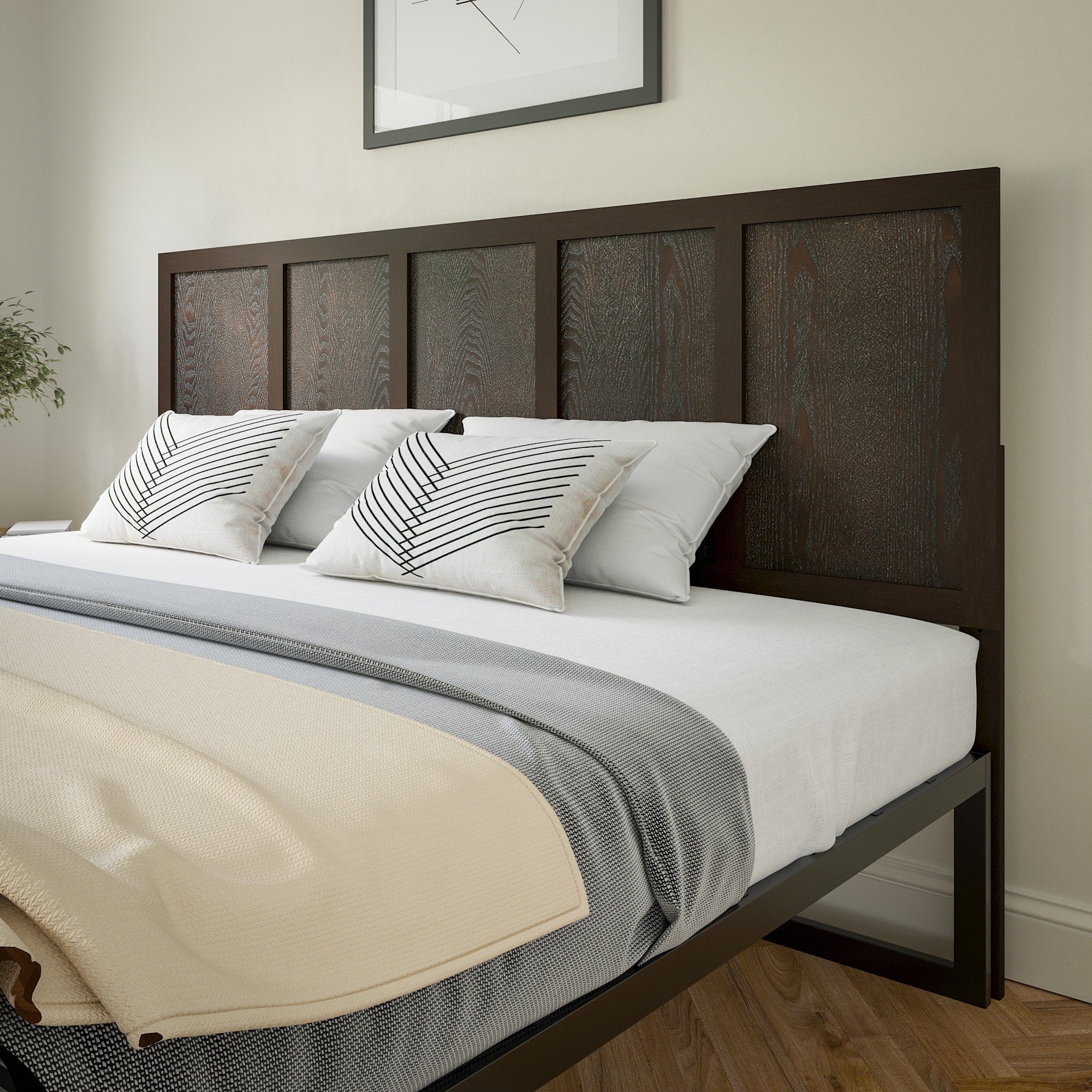 Flash Furniture Ffif64771 Hailee King Rubberwood Panel Headboard