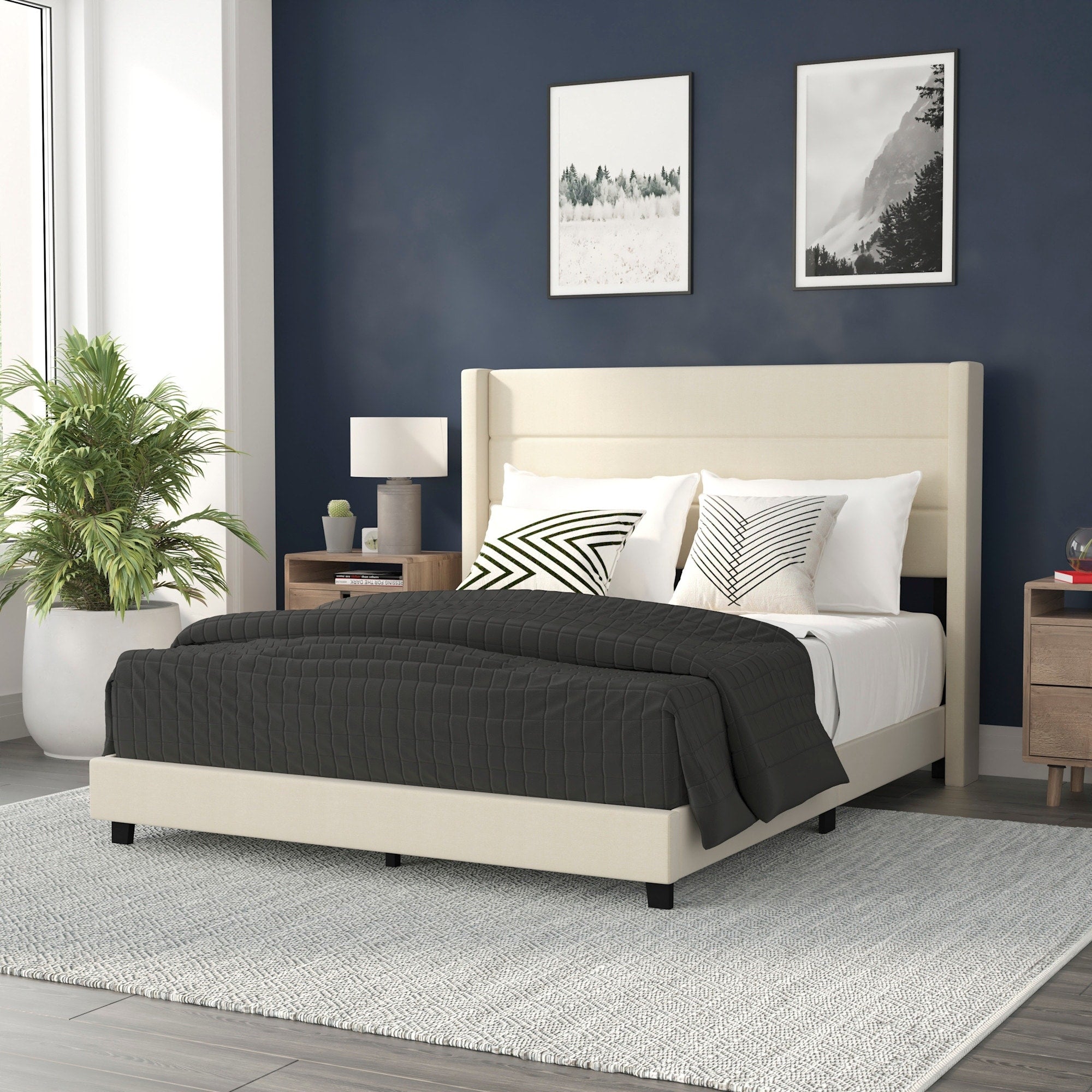 Flash Furniture Ffif70701 Miltiades Queen Wood Platform Bed Frame With