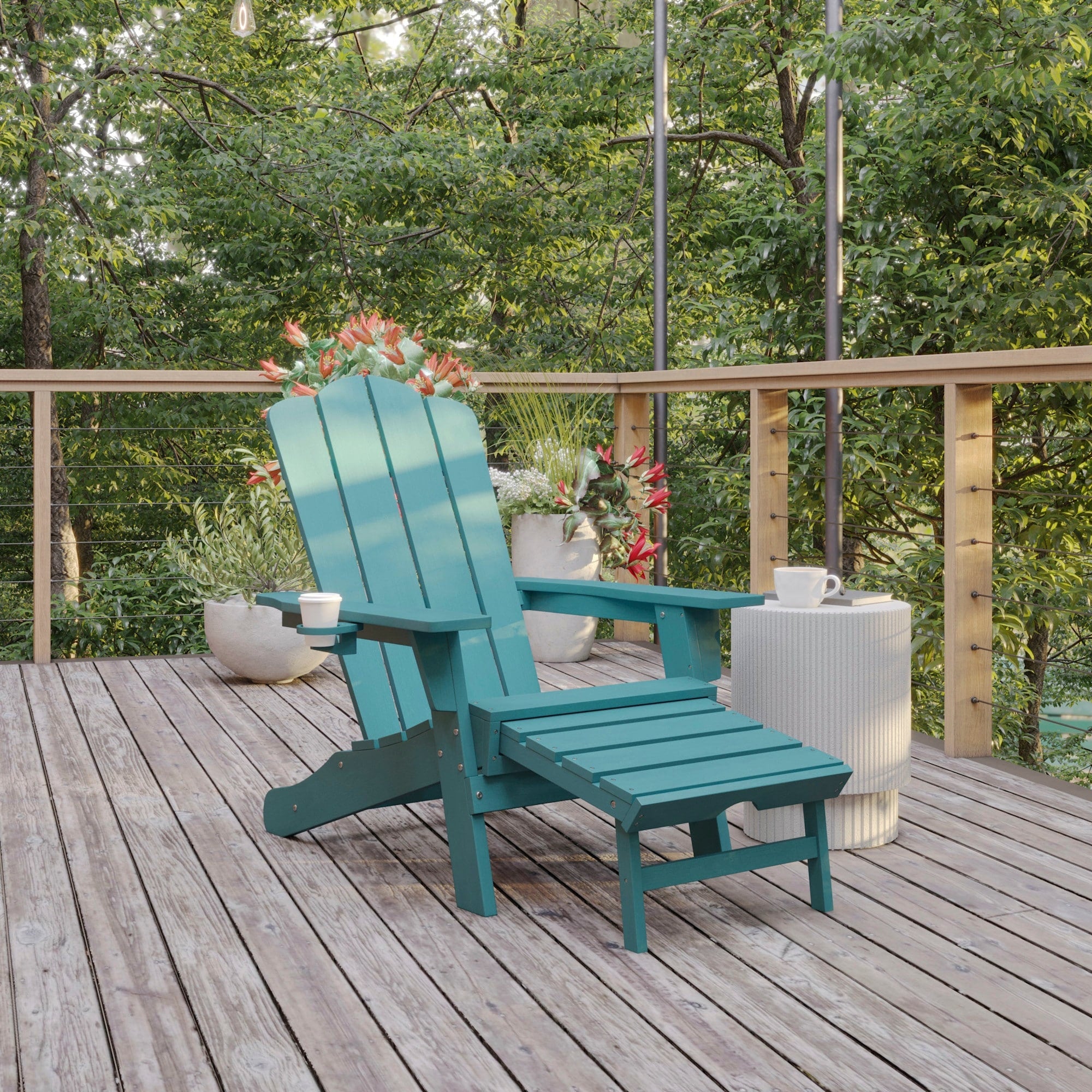 Flash Furniture Ffof81757 Jean 34 Wide Polyethylene Adirondack Chair
