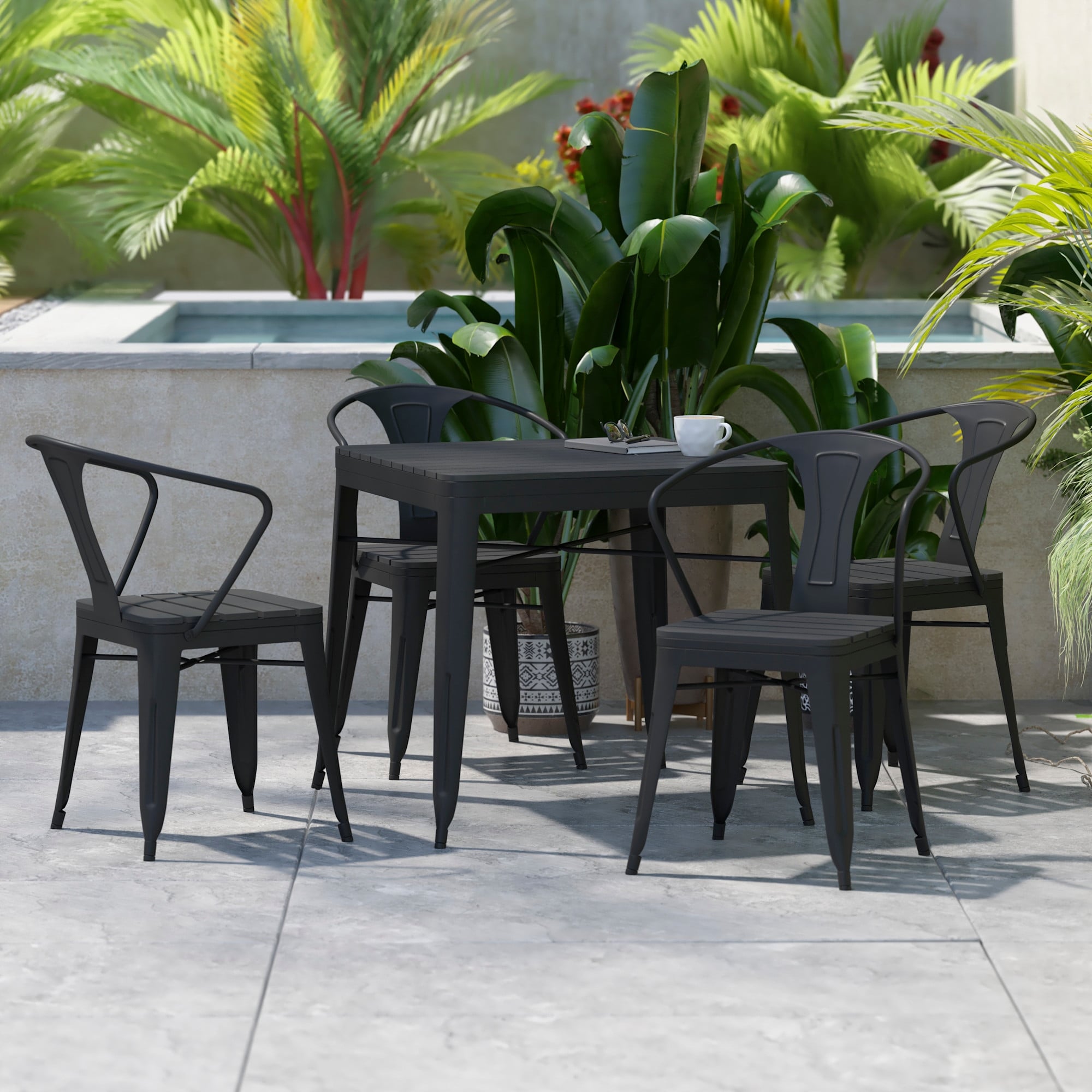 Flash Furniture Ffof91924 Jaziel 5 Piece Steel Framed Poly Resin