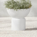 Flatform White Cement Birdbath