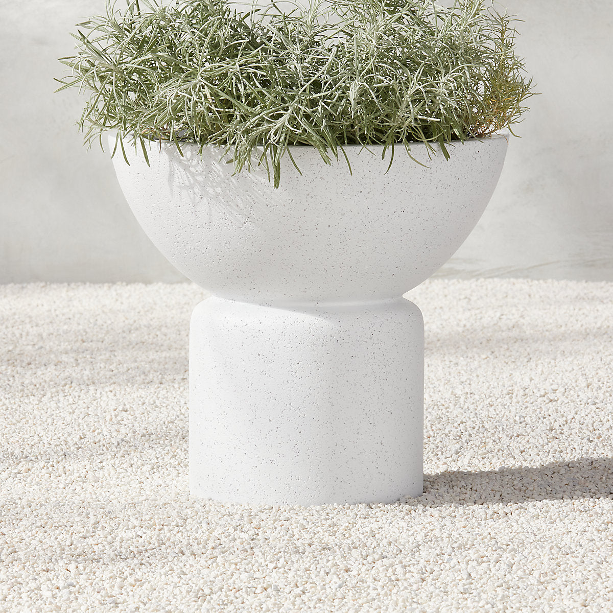 Flatform White Cement Birdbath