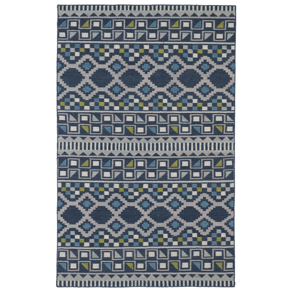 Flatweave Tribeca Blue Wool Rug 8 X 10