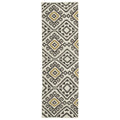 Flatweave Tribeca Motif Grey Wool Runner Rug 26 X 8