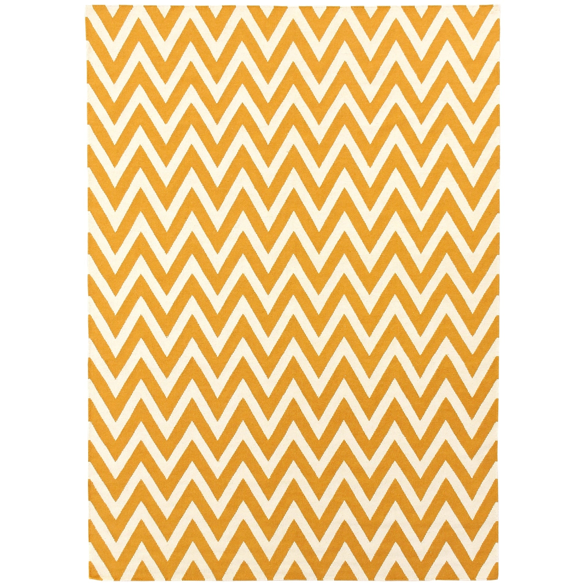 Flatweave Flatweave New Zealand Wool Light Orange White Area Rug 26 X 8