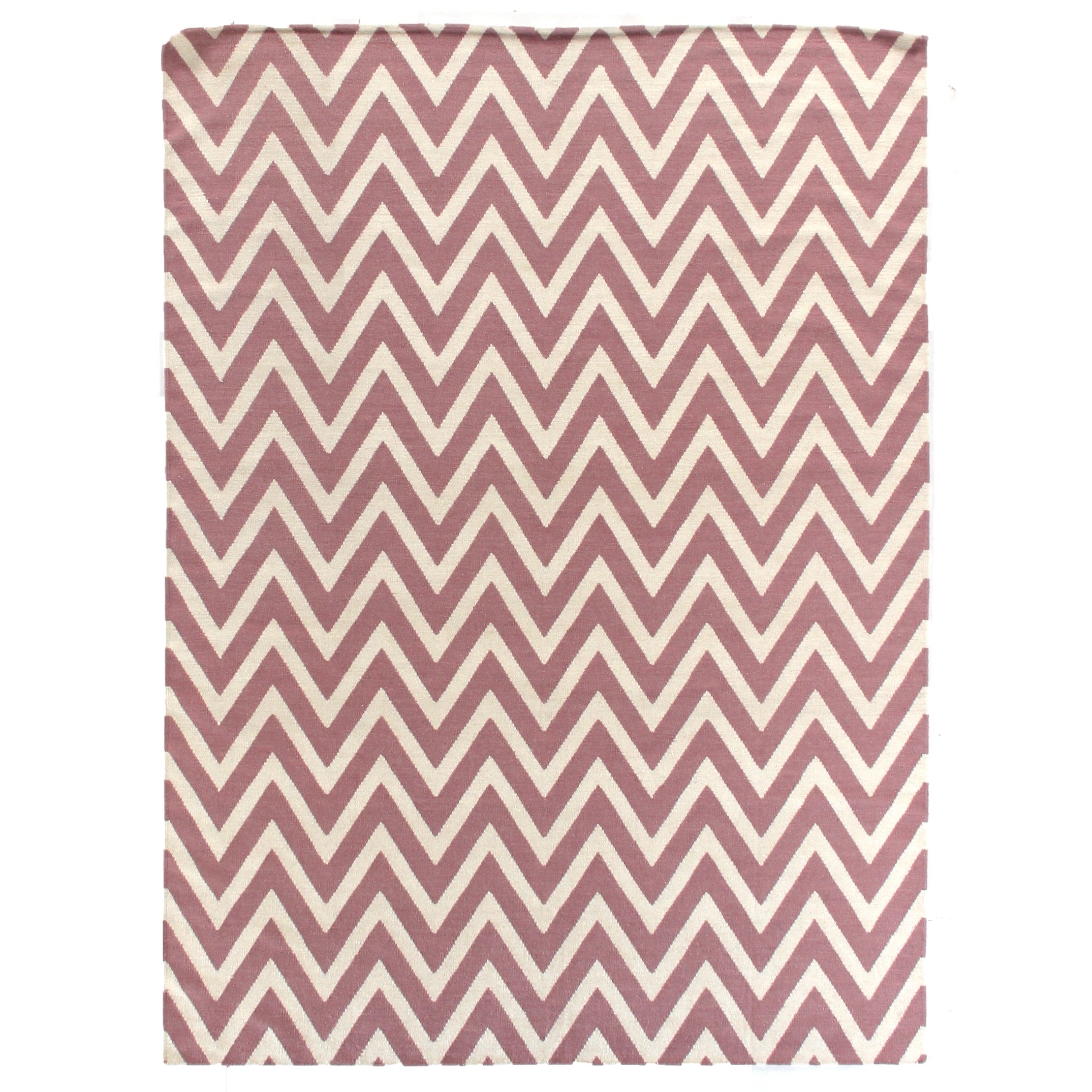 Flatweave Flatweave New Zealand Wool Pink White Area Rug 12 X 15