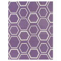 Flatweave Flatweave New Zealand Wool Purple White Area Rug 5 X 8