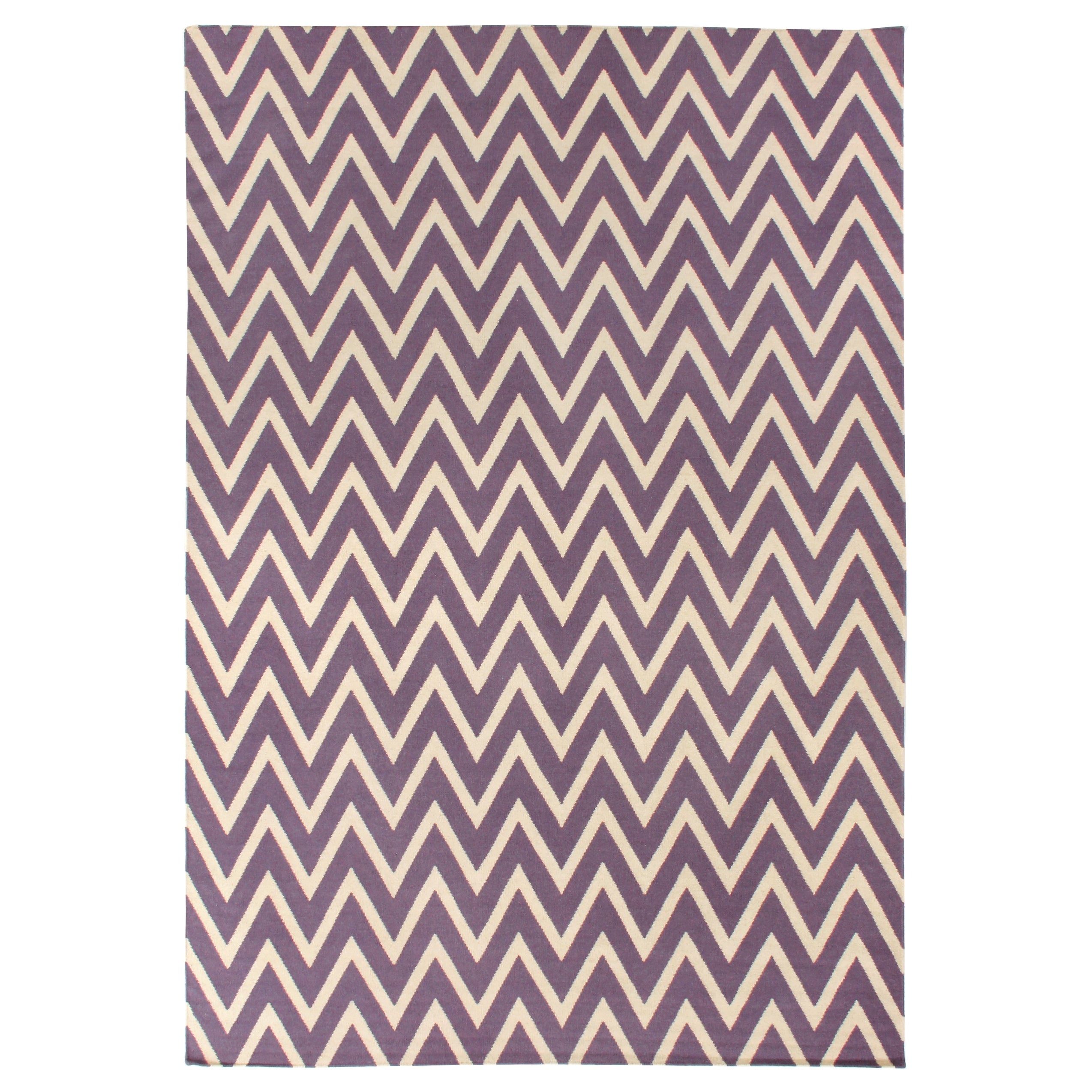 Flatweave Flatweave New Zealand Wool Purple White Area Rug