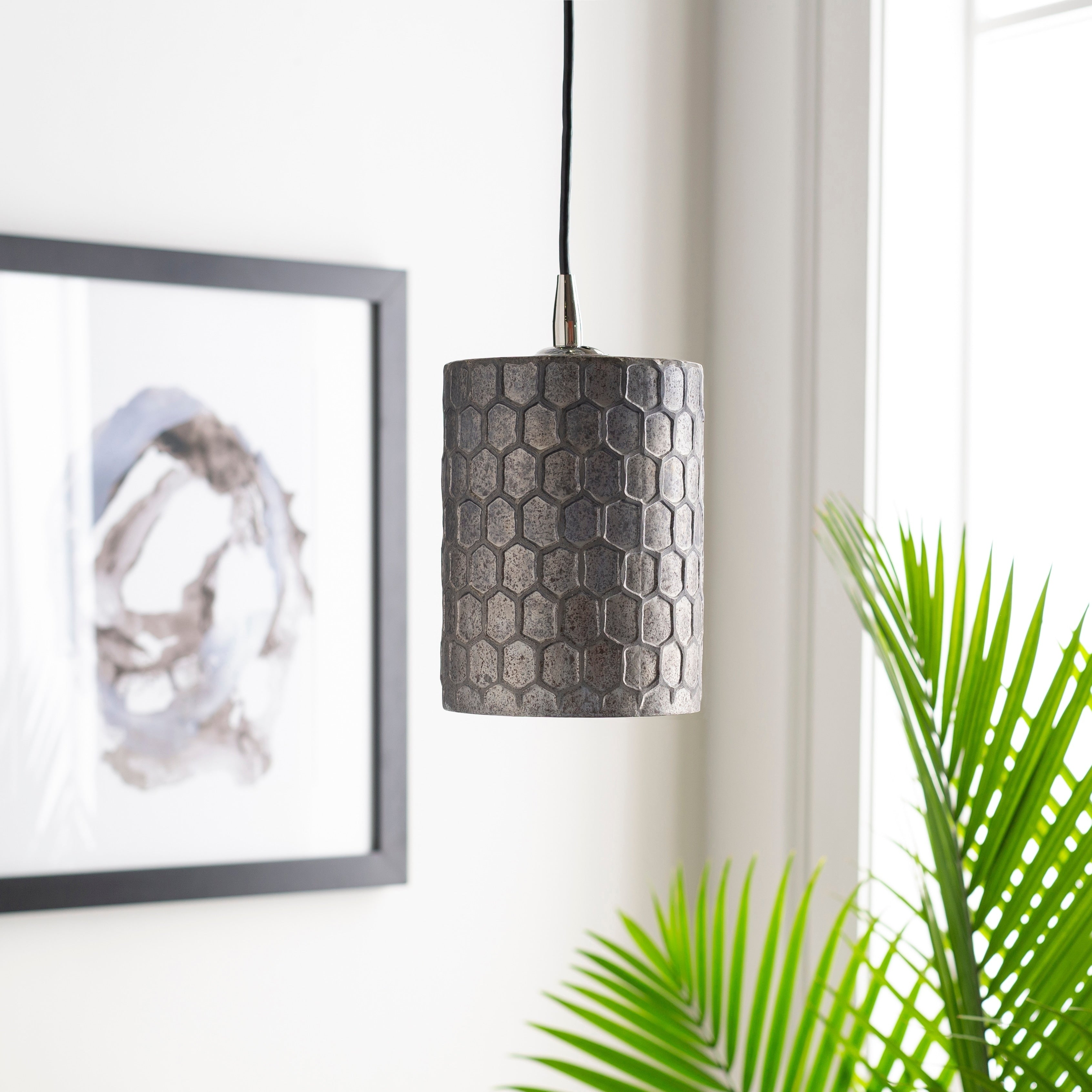 Flaxton Industrial Antiqued Polished 1 Light Pendant 7.5 X 5 X 5