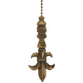 Fleur De Lis Antique Brass Ceiling Fan Pull 3.2 H