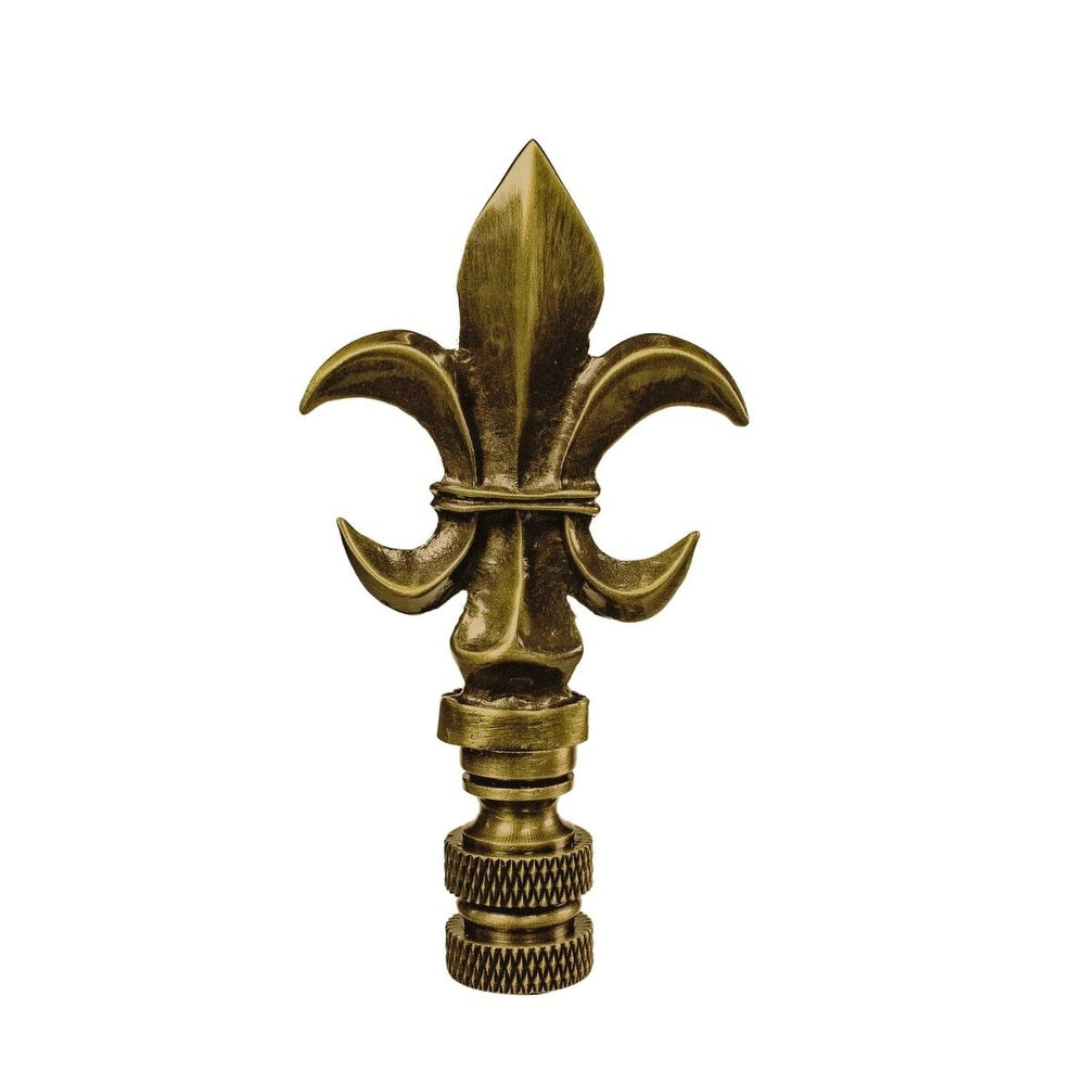 Fleur De Lis Antique Brass Lamp Finial 3.2 H