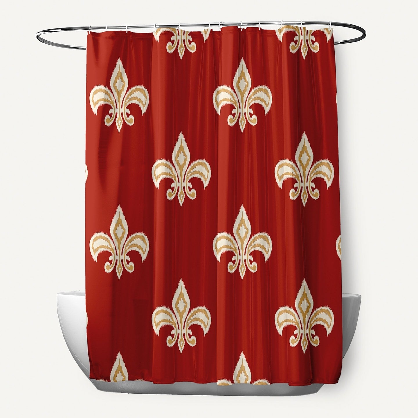 Fleur De Lis Ikat Print Shower Curtain 71 X 74