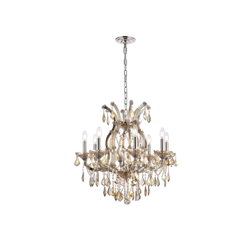 Fleur Illumination Collection Chandelier D 26In H 26In Lt 9 Golden Teak Finish