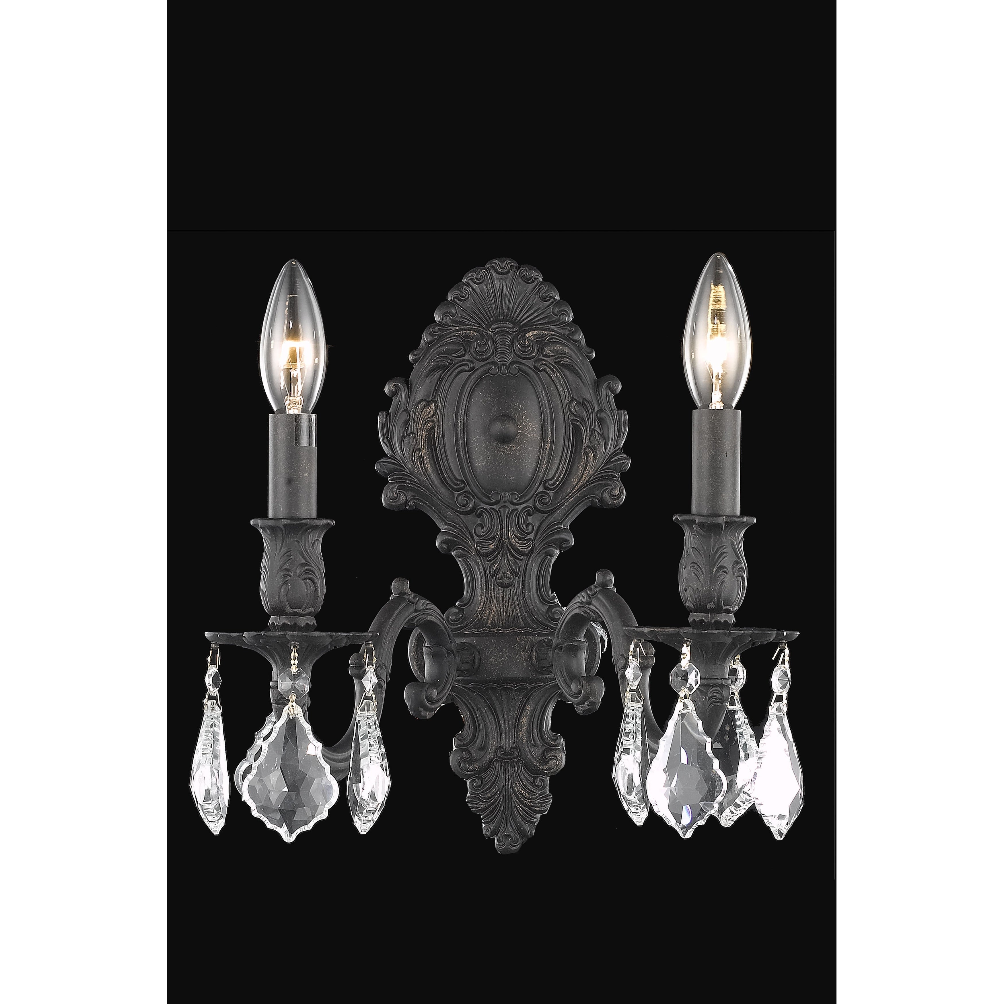 Fleur Illumination Collection Wall Sconce D 10In H 11.5In E 7.5In Lt 2 Dark Bronze Finish Elegant Cut Crystals