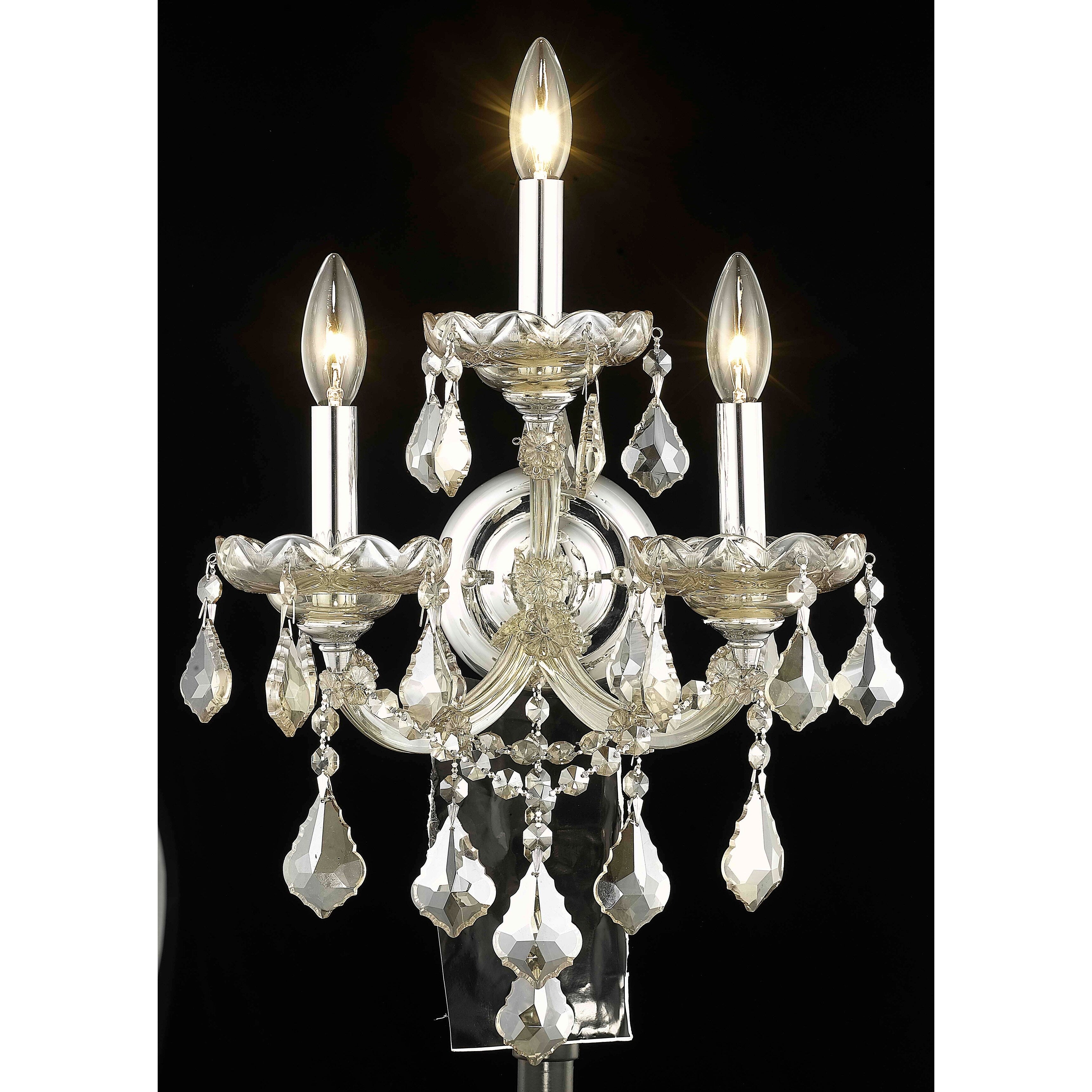 Fleur Illumination Collection Wall Sconce D 12In H 22In E 8.5In Lt 3 Golden Teak Finish