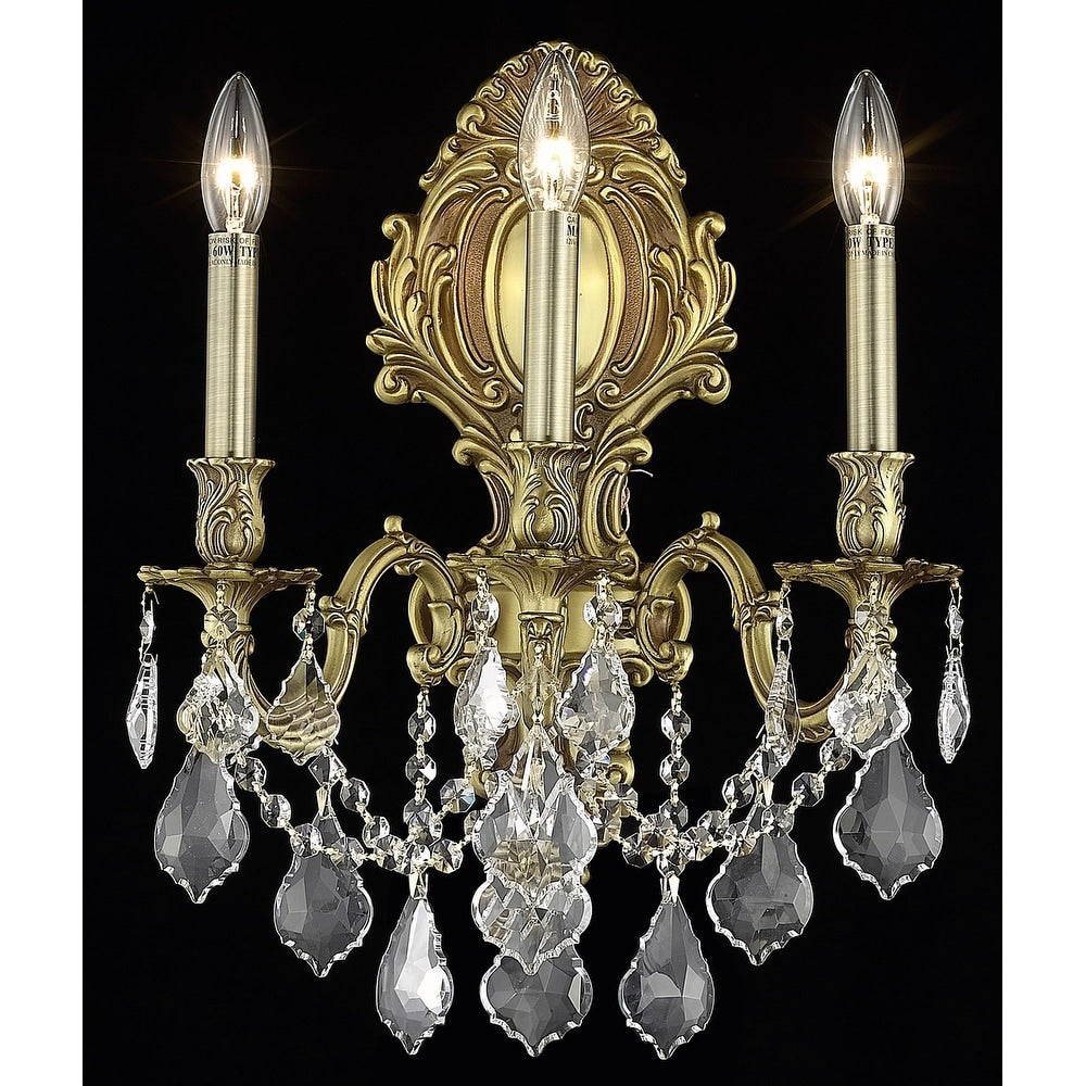 Fleur Illumination Collection Wall Sconce D 14In H 18In E 9.5In Lt 3 French Gold Finish Elegant Cut Crystals