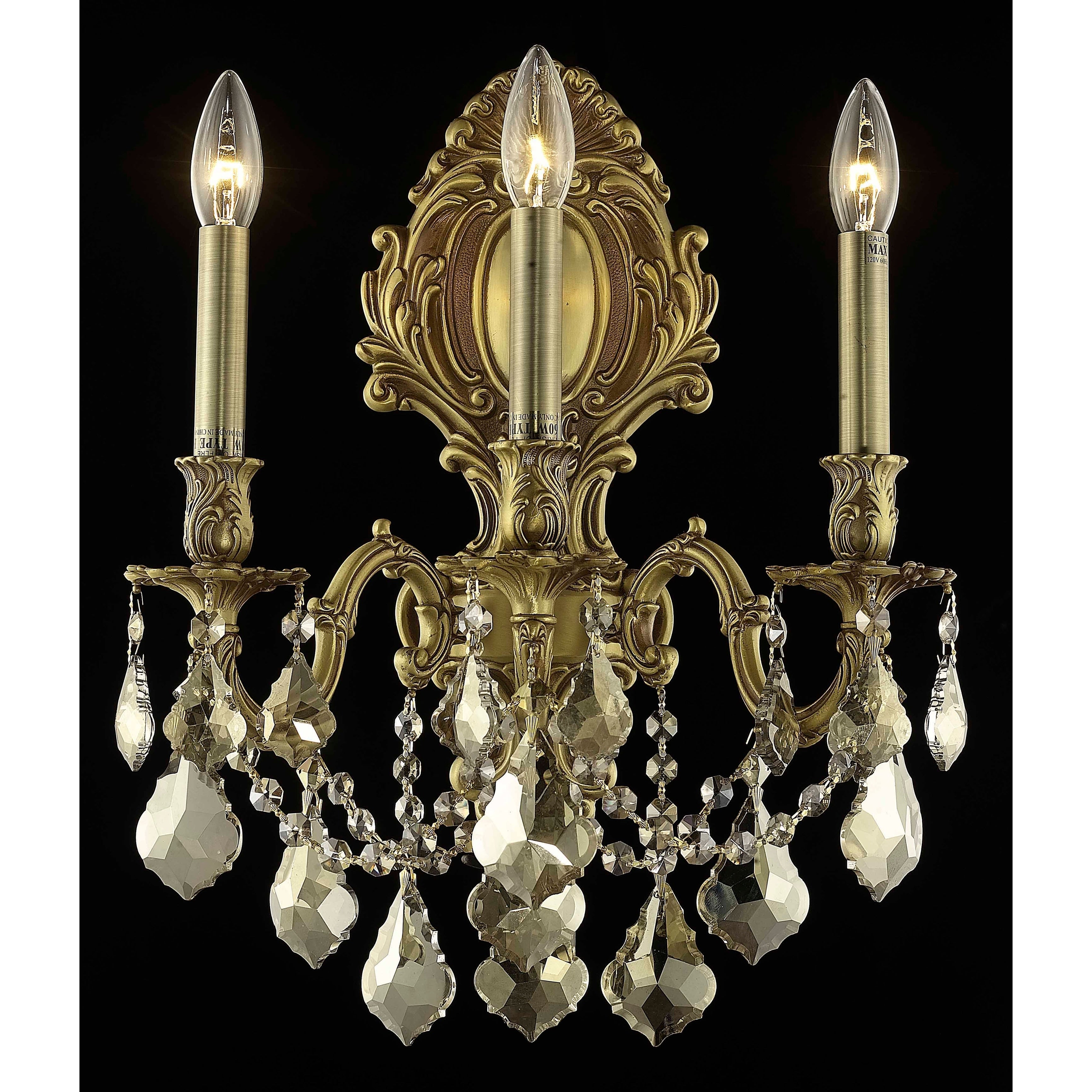 Fleur Illumination Collection Wall Sconce D 14In H 18In E 9.5In Lt 3 French Gold Finish Royal Cut Crystals