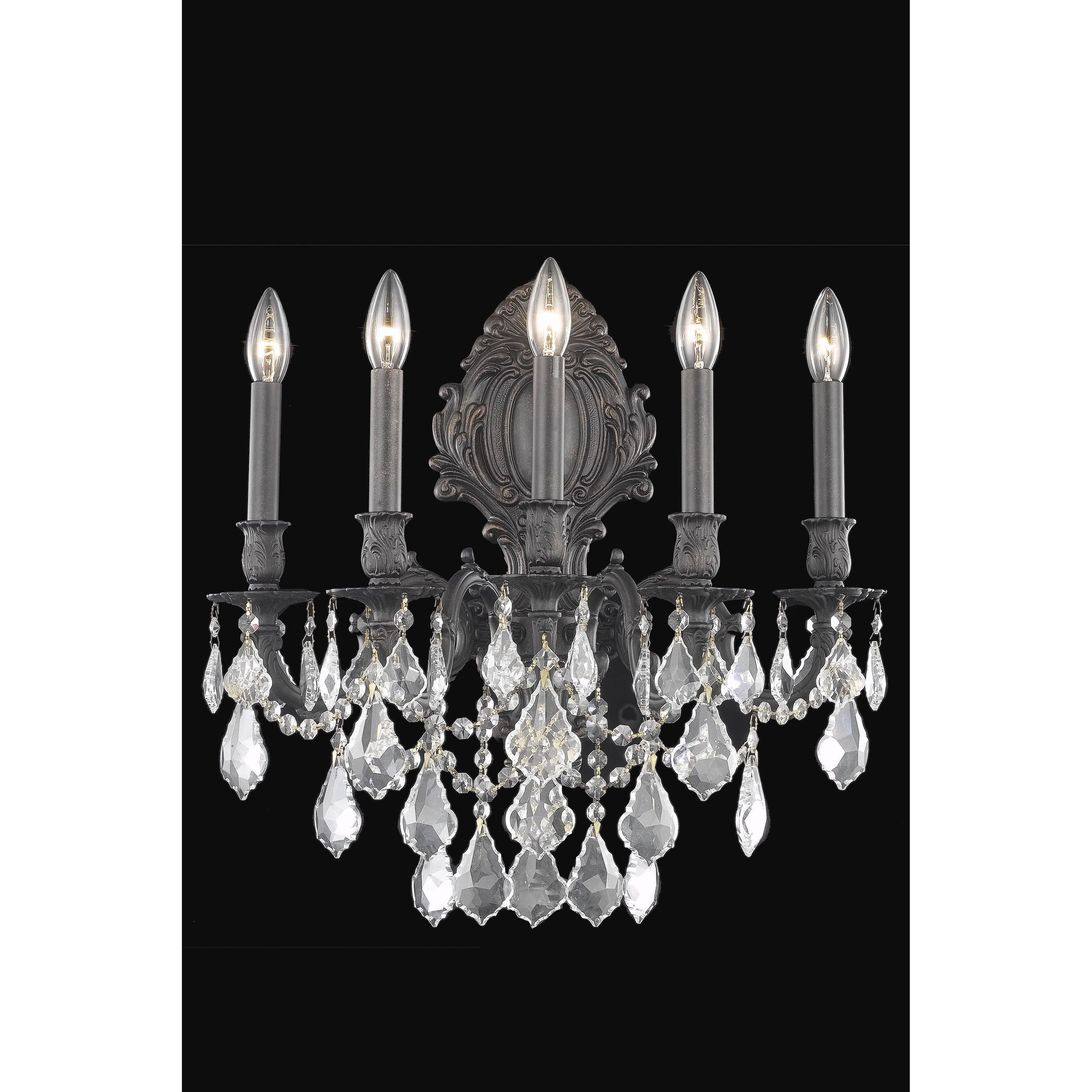 Fleur Illumination Collection Wall Sconce D 21In H 24In E 11In Lt 5 Dark Bronze Finish Elegant Cut Crystals