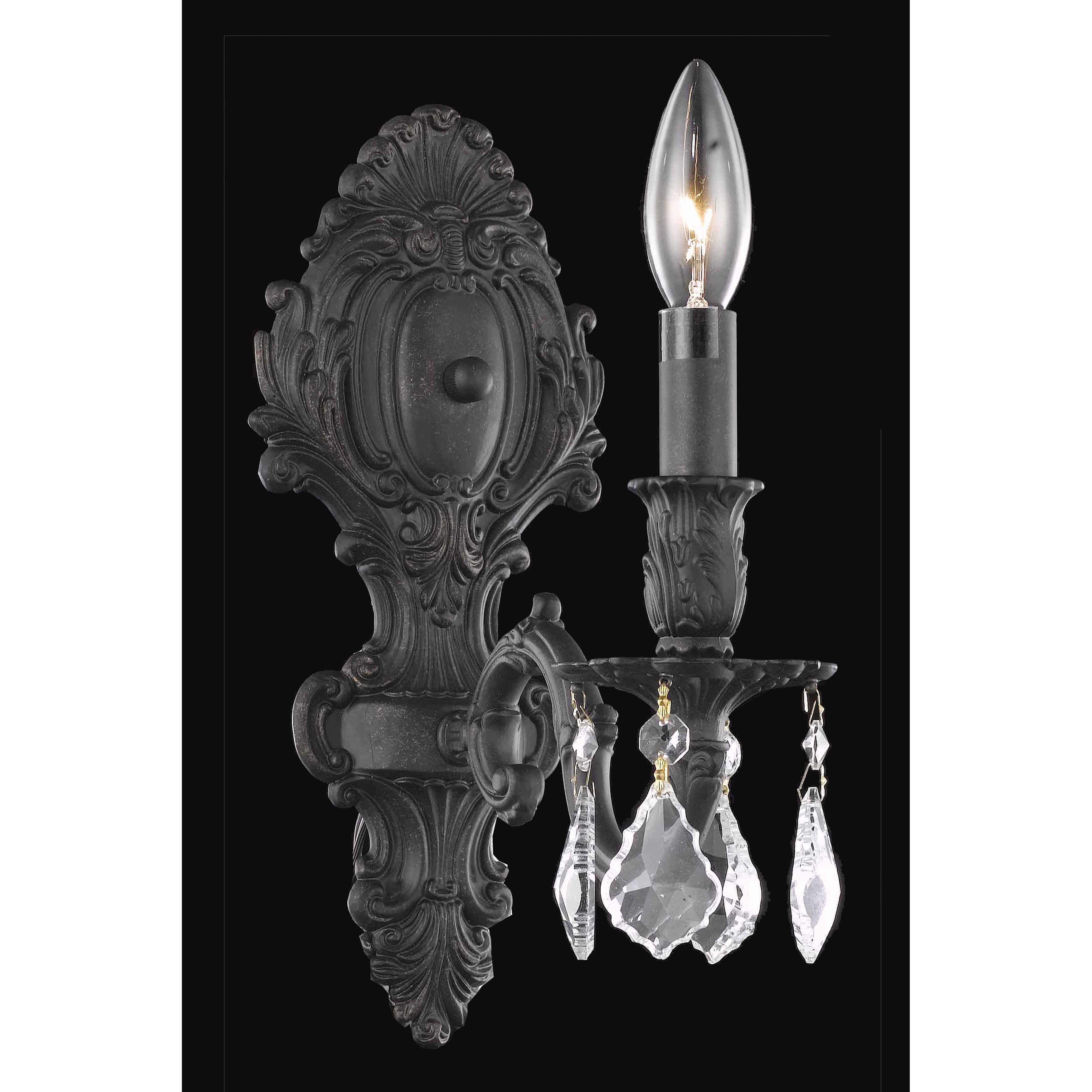 Fleur Illumination Collection Wall Sconce D 5In H 11.5In E 8.5In Lt 1 Dark Bronze Finish Elegant Cut Crystals