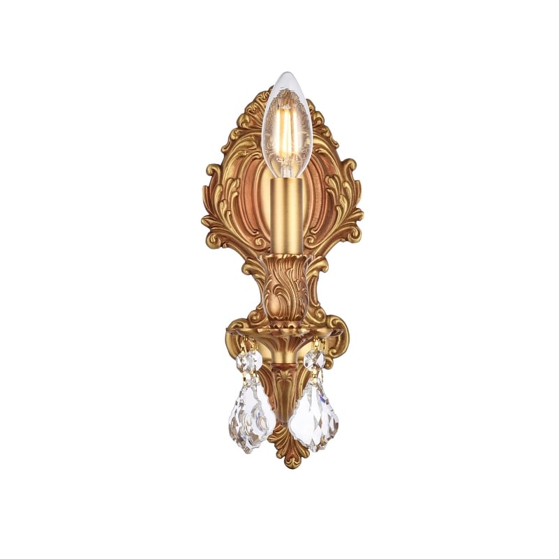 Fleur Illumination Collection Wall Sconce D 5In H 11.5In E 8.5In Lt 1 French Gold Finish Elegant Cut Crystals