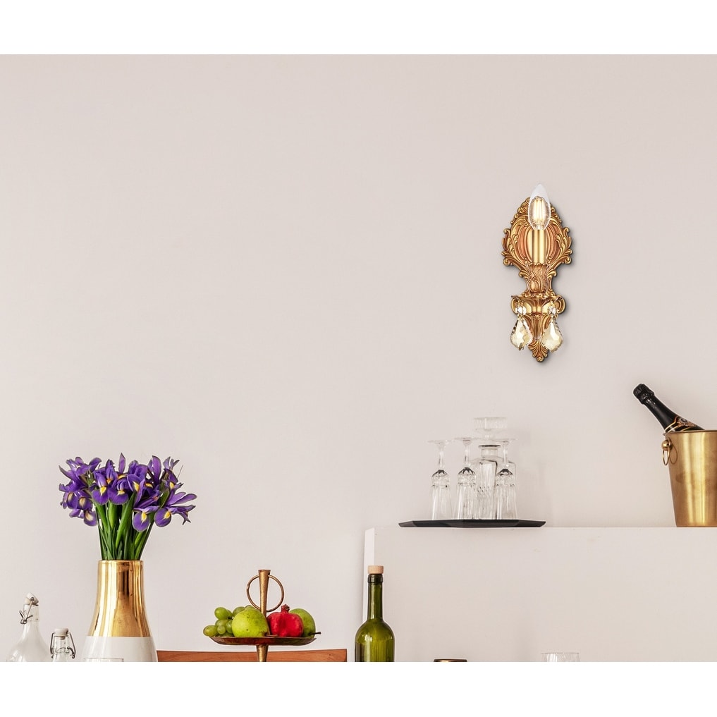 Fleur Illumination Collection Wall Sconce D 5In H 11.5In E 8.5In Lt 1 French Gold Finish Royal Cut Crystals