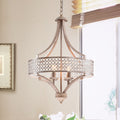 Fleuver Weathered Brown 4 Light Metal Chandelier With Crystal Shade
