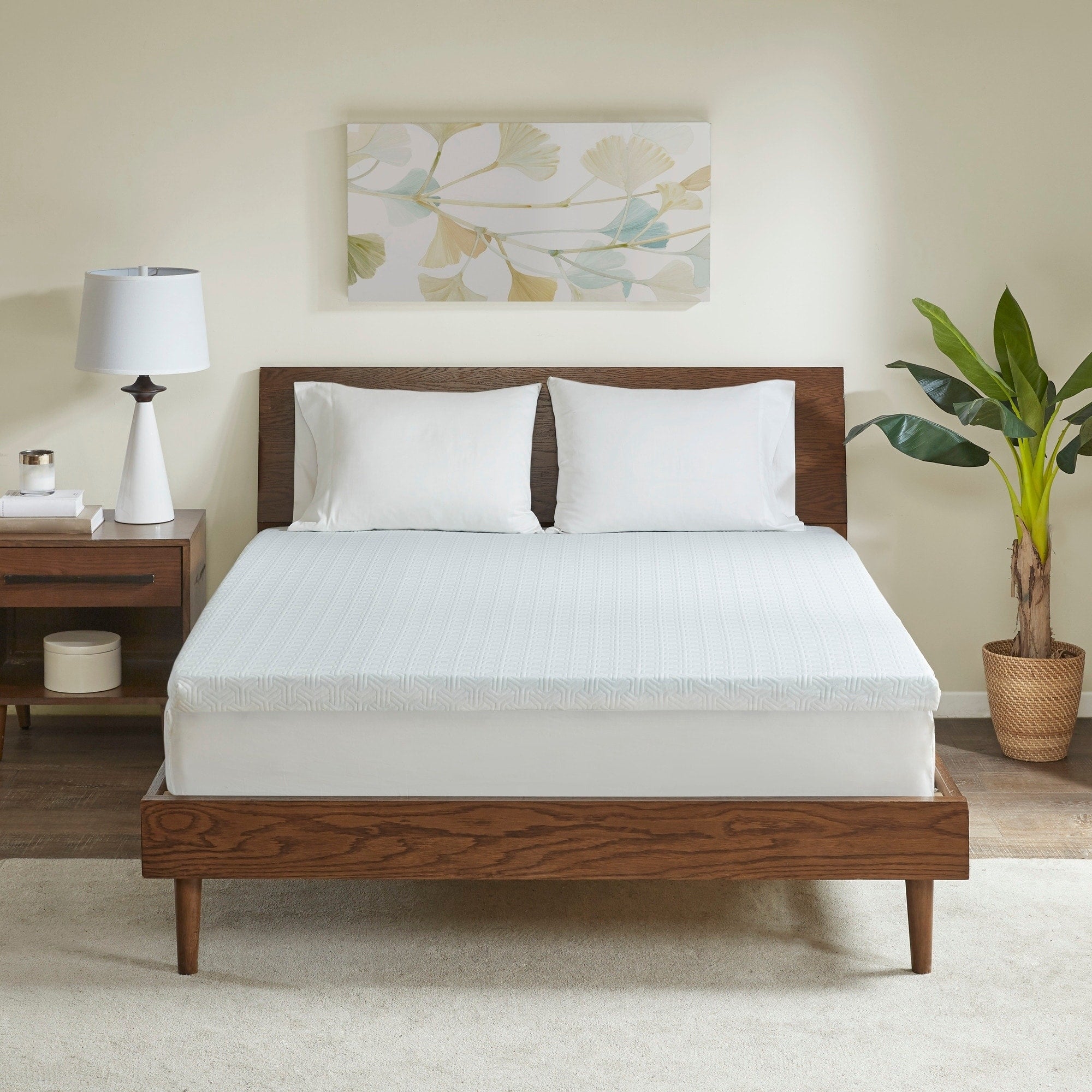Flexapedic By Sleep Philosophy 2 Inch Gel Memory Foam Stain Resistant And Non Skid Backing Mattress Topper White