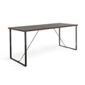 Flint Counter Height Table 84 Inch Dark Brown Solid Mahogany Metal Legs