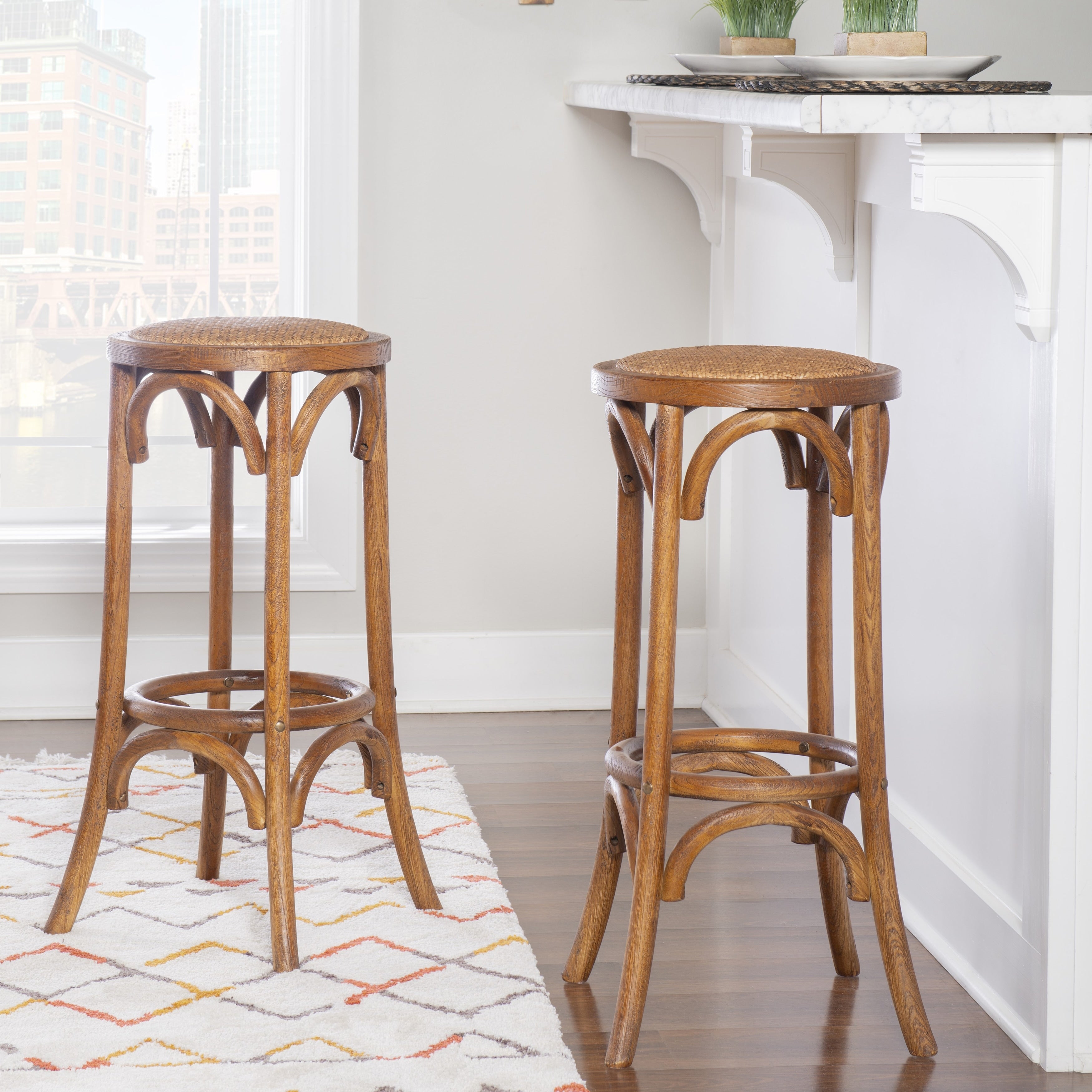 Flint Walnut Backless Bar Stool