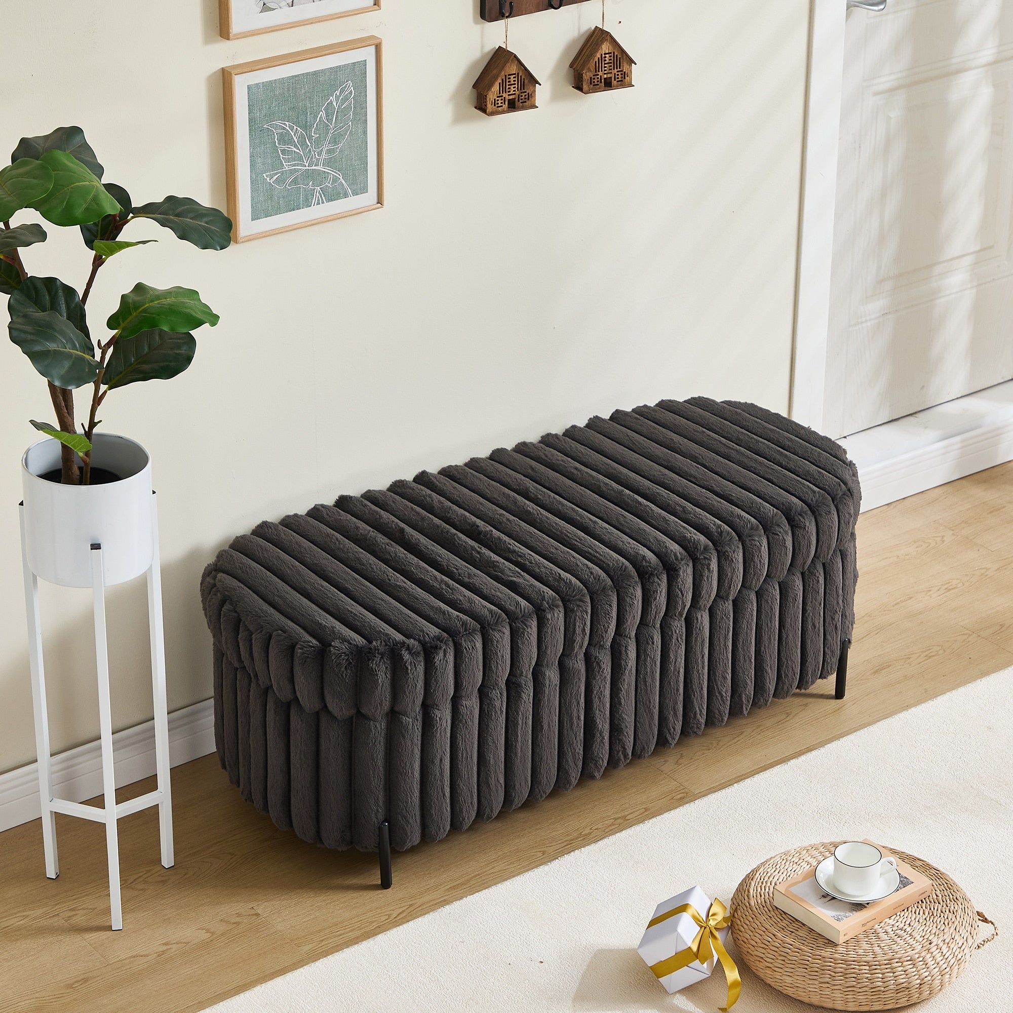 Flip Top Storage Bench End Of Bed Bench Entryway Bench Window Bench Charcoal Indoor Bench With Metal Legs
